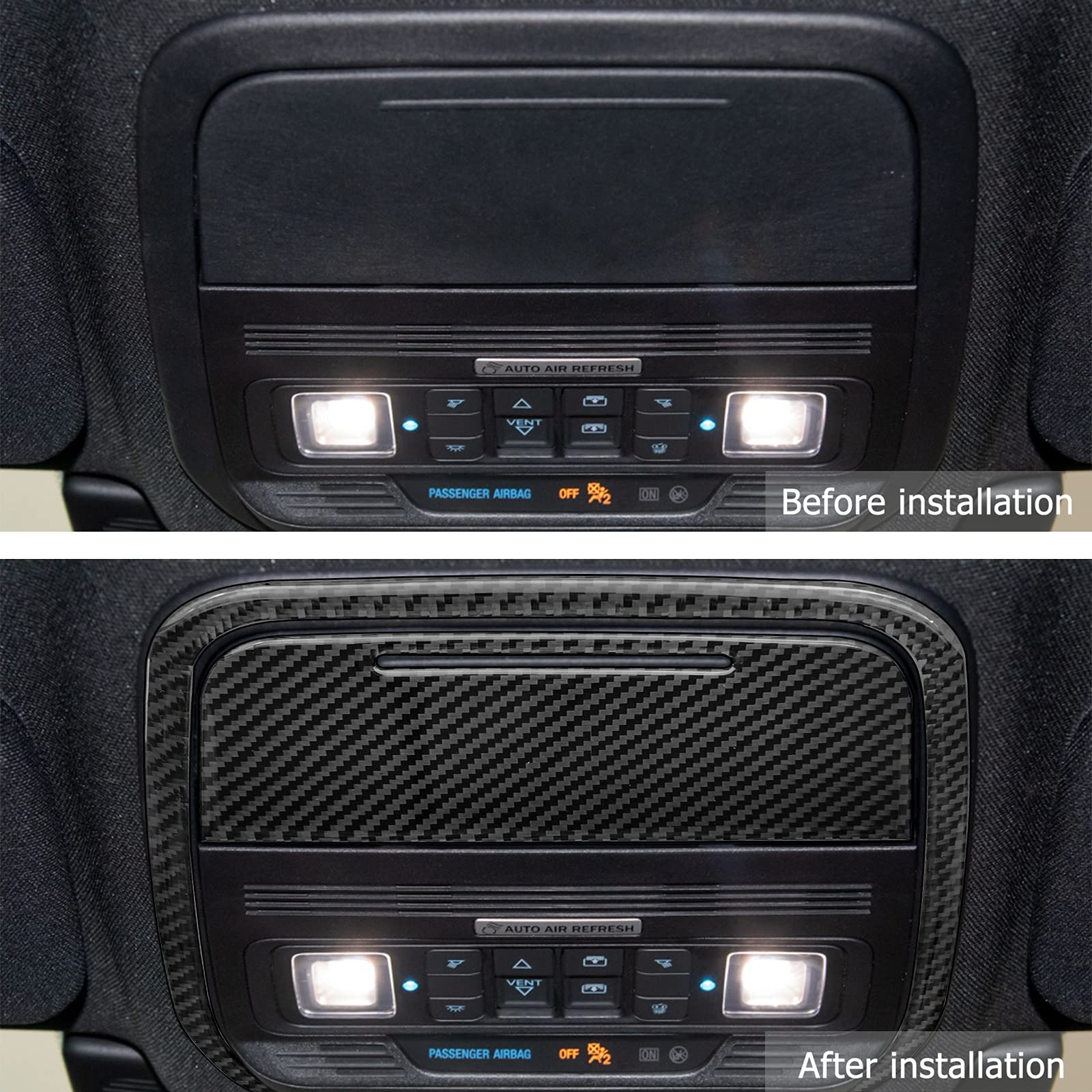 Nuoozy Compatible With Glasses Box Frame Panel Cover Trim Carbon Fiber Interior Accessory For 2020 2021 2022 Ford Explorer Black