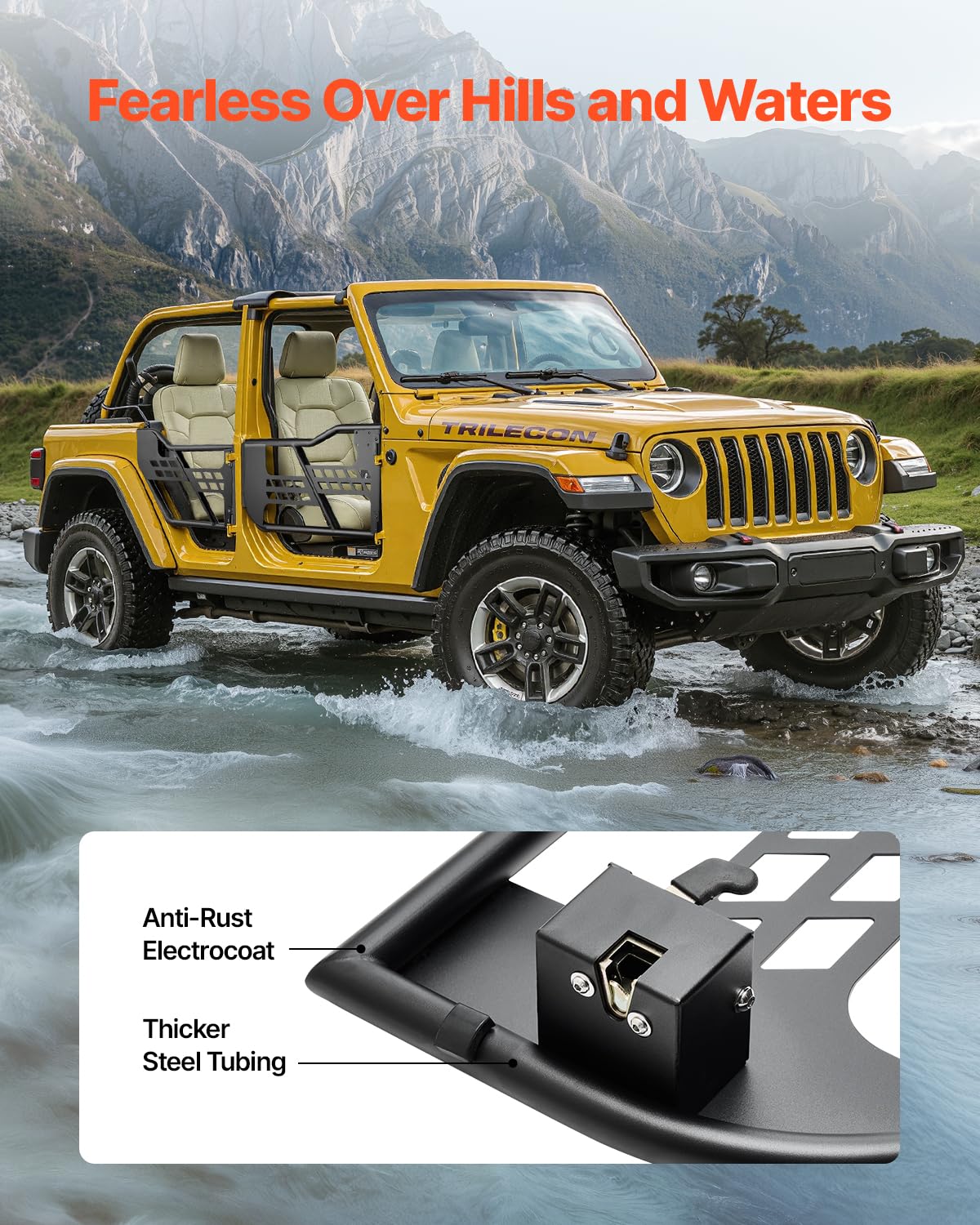 VEVOR Jeep Tube Doors, 4-Door, Hunting Style Jeep Tubular Door with DOT Certified Rear View Mirrors, Jeep Doors with Rear Mirror