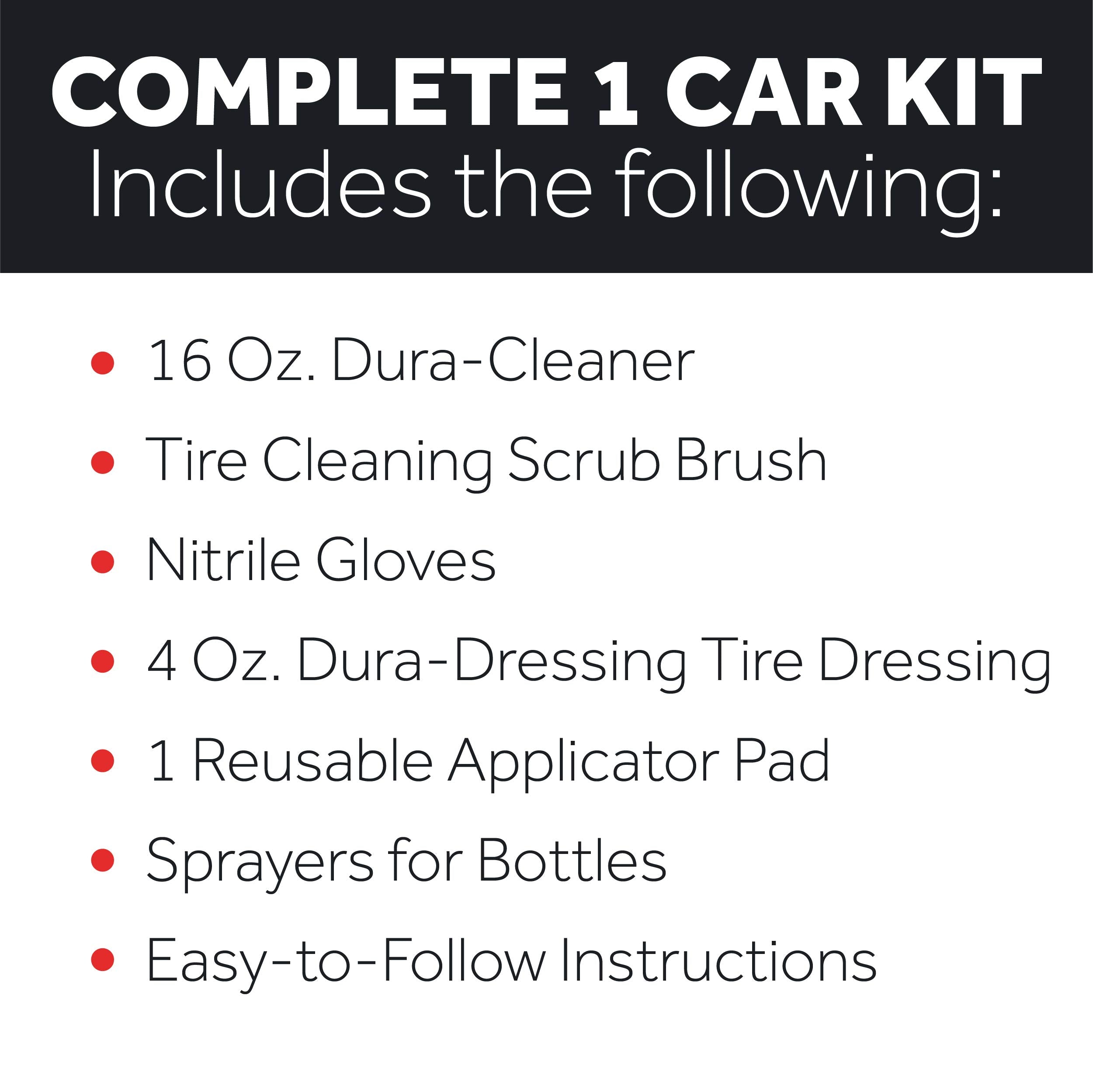 DURA-COATING TECHNOLOGY Dura-Dressing Total Tire Kit - Tire Dressing & Cleaning Kit for Single Car - Made in USA