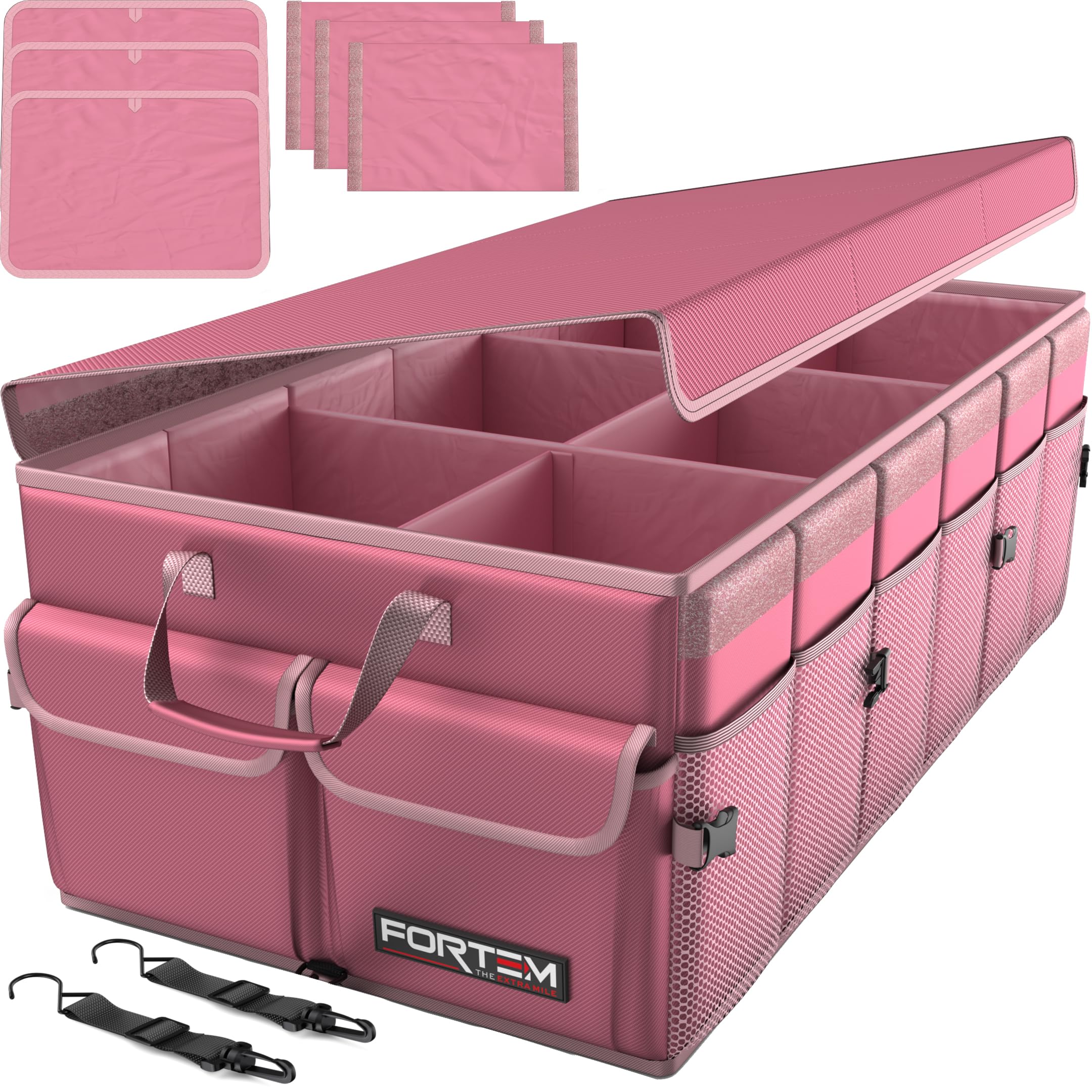 Fortem Car Trunk Organizer, Car Storage Organizer, Collapsible Multi Compartment Car Organizer, Suv Trunk Organizer, Non Slip Bo