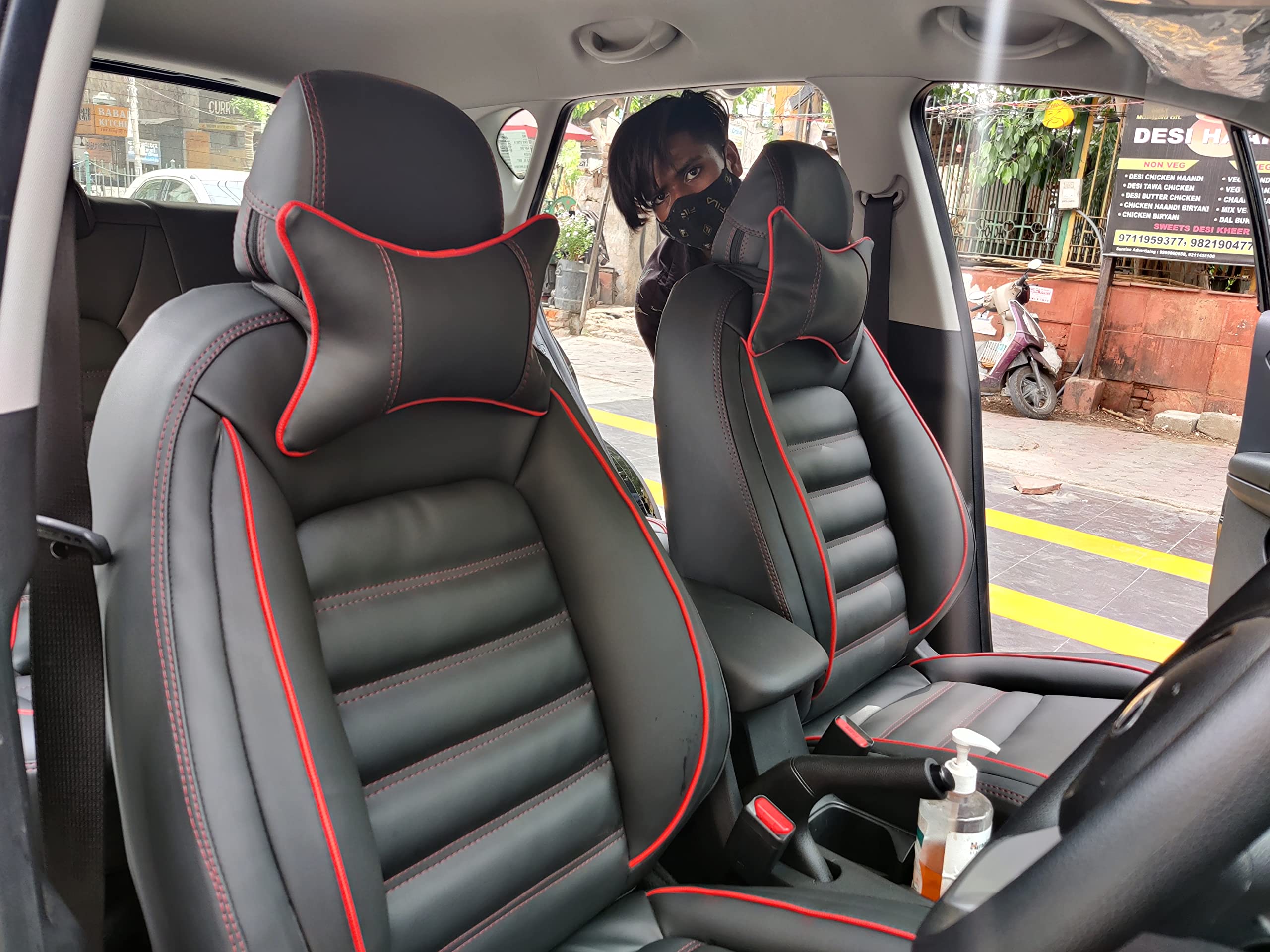 3D FRONTLINE PU Leather Best Fit Car Seat Cover Compatible with Hyundai Aura