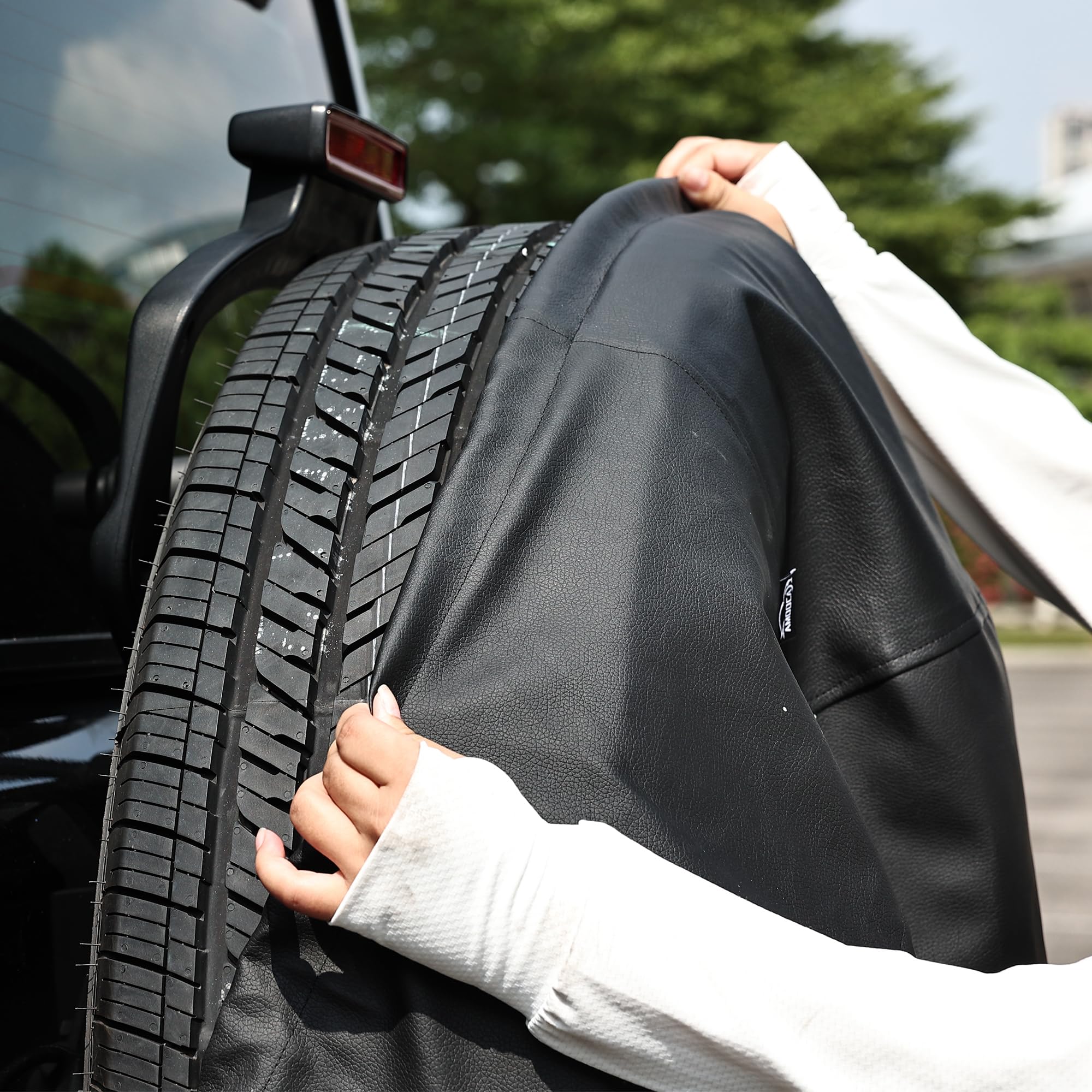 Moonet Pvc Thickening Leather Spare Tire Wheel Cover For Car Truck Suv Camper Trailer Universal Fit Rv Jp Fj,R14 S Black (For Ov