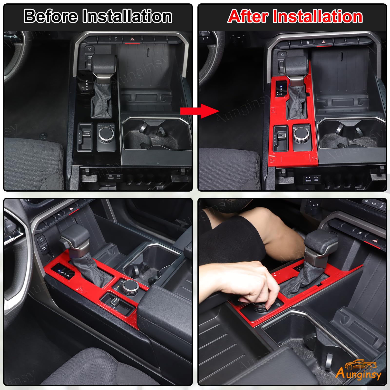 Aunginsy Central Control Gear Shift Panel Trim Cover Compatible With Toyota Tundra/Sequoia 2022-2024 Car Gear Shifter Console An