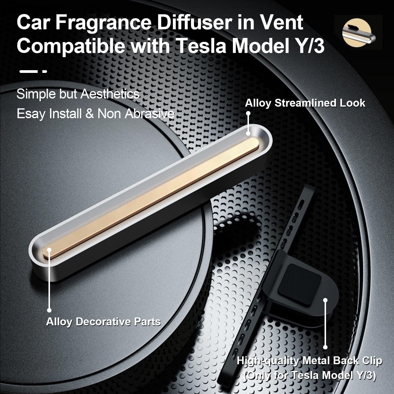 Coslake Car Air Freshener In Vent For Tesla Model Y/3 Accessories, Air Fragrance Diffuser Set Includes 6 Long-Lasting Fragrance Sticks + 2 Diy Stick