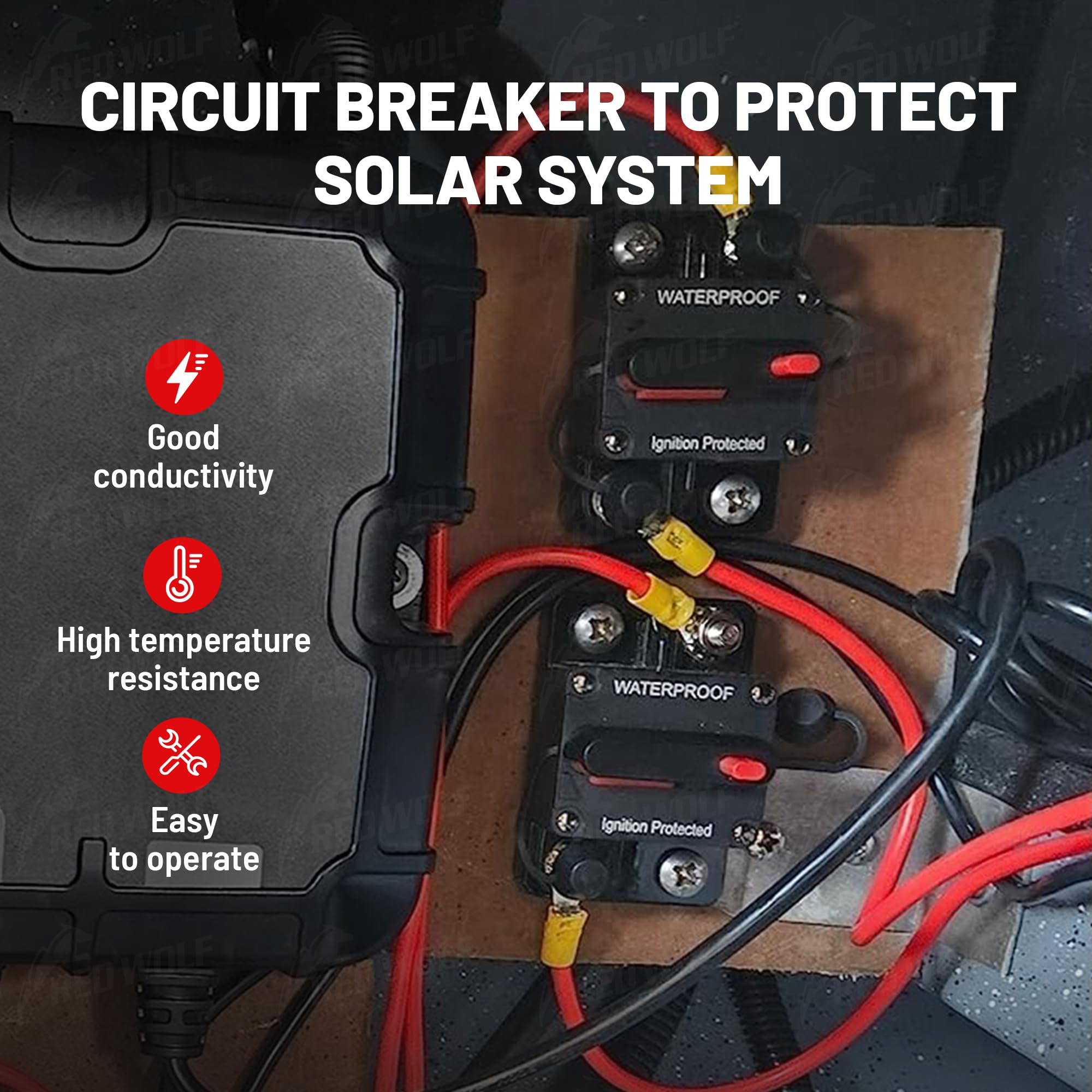 Red Wolf Circuit Breaker 200 Amp For Trolling Motor Boat Marine Atv Vehicles Stereo Audio Electronic Battery System Inline Fuse