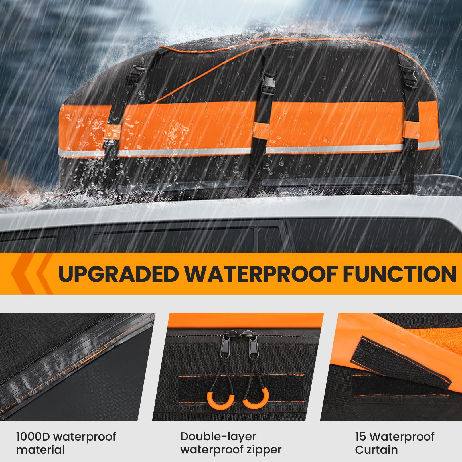 Sailnovo Rooftop Cargo Carrier Bag, Waterproof, 20 Cubic Feet, Oxford Fabric, Includes Anti-Slip Mat & Door Hooks
