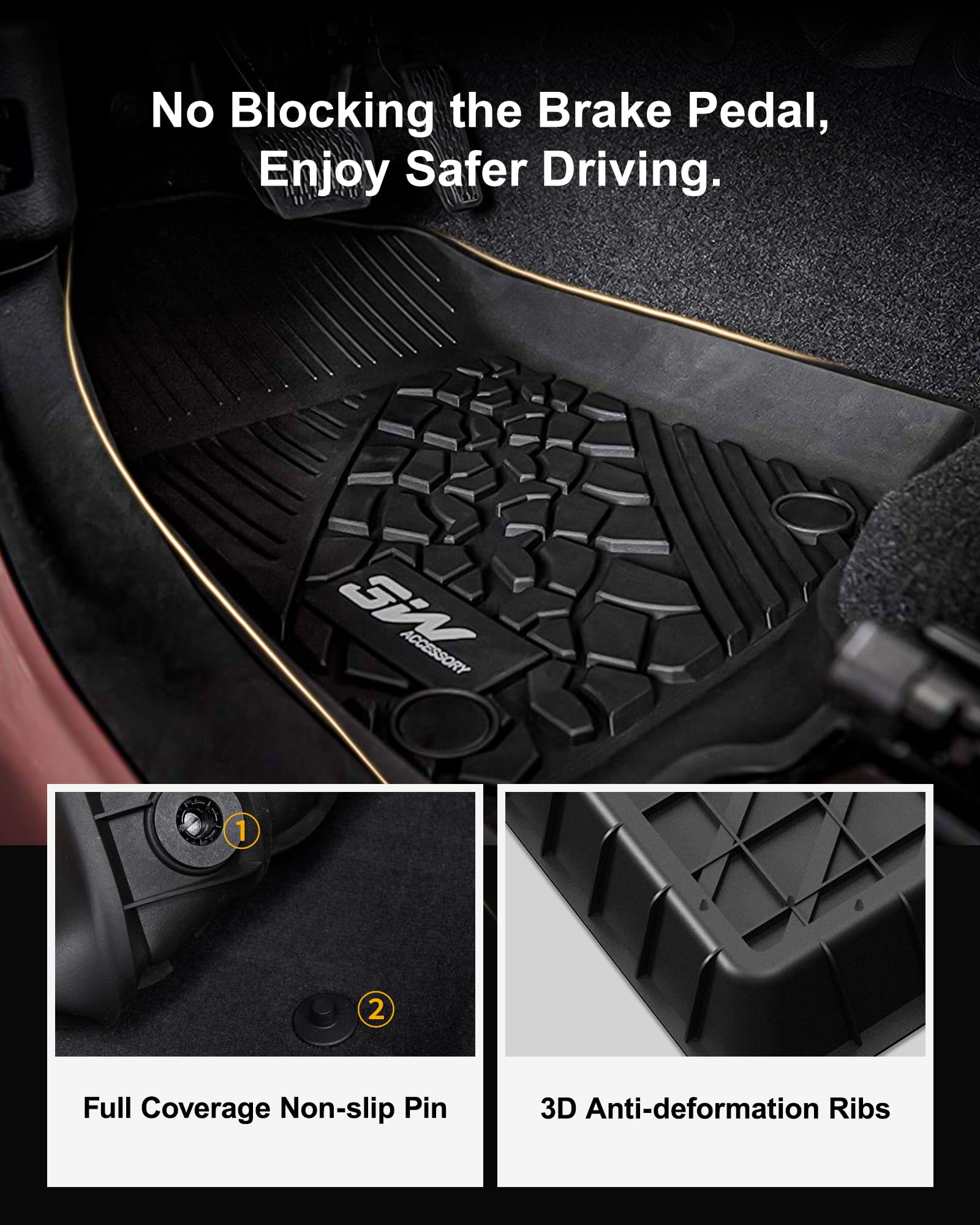 3W Floor Mats Fit For Jeep Renegade 2015-2023 Tpe All Weather Custom Fit Floor Liner For Jeep Renegade 1St And 2Nd Row Full Set