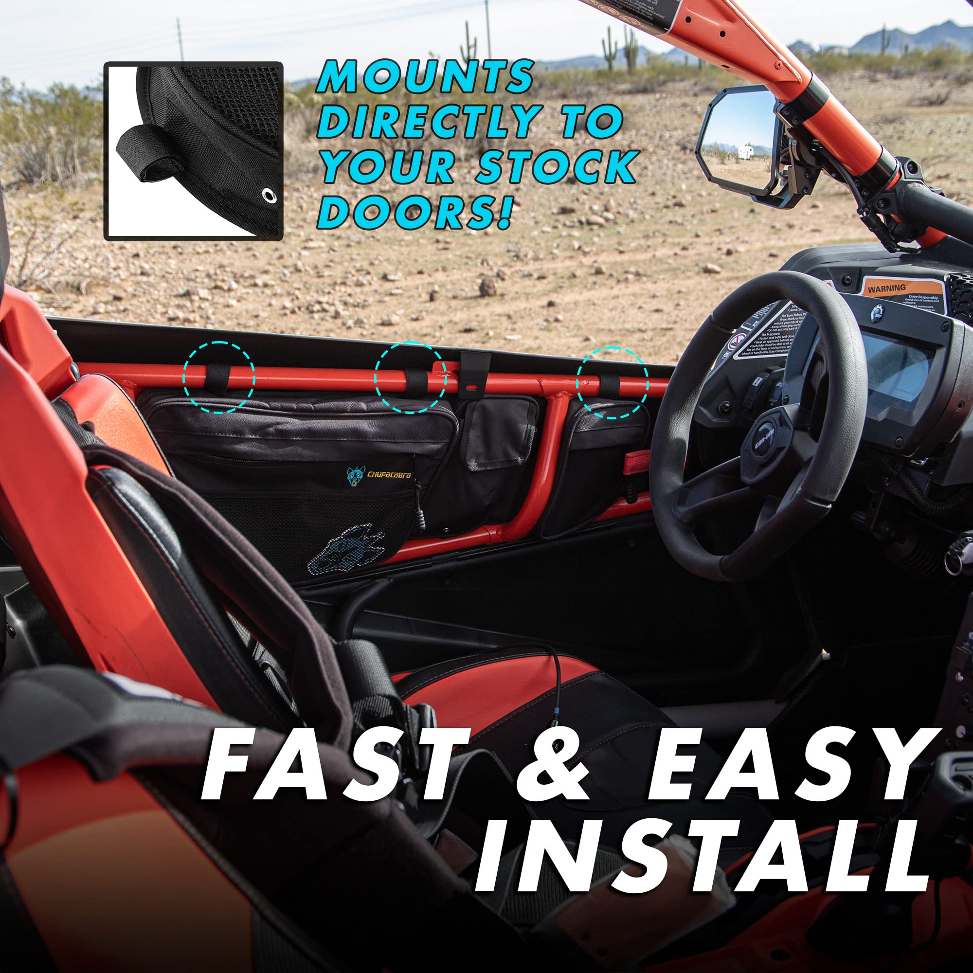Chupacabra Offroad X3 Front Door Bags - Can Am Maverick X3 MAX Turbo R X DS RS RR XMR XRC 2017 2017-2022 Door Storage Bags (Driv