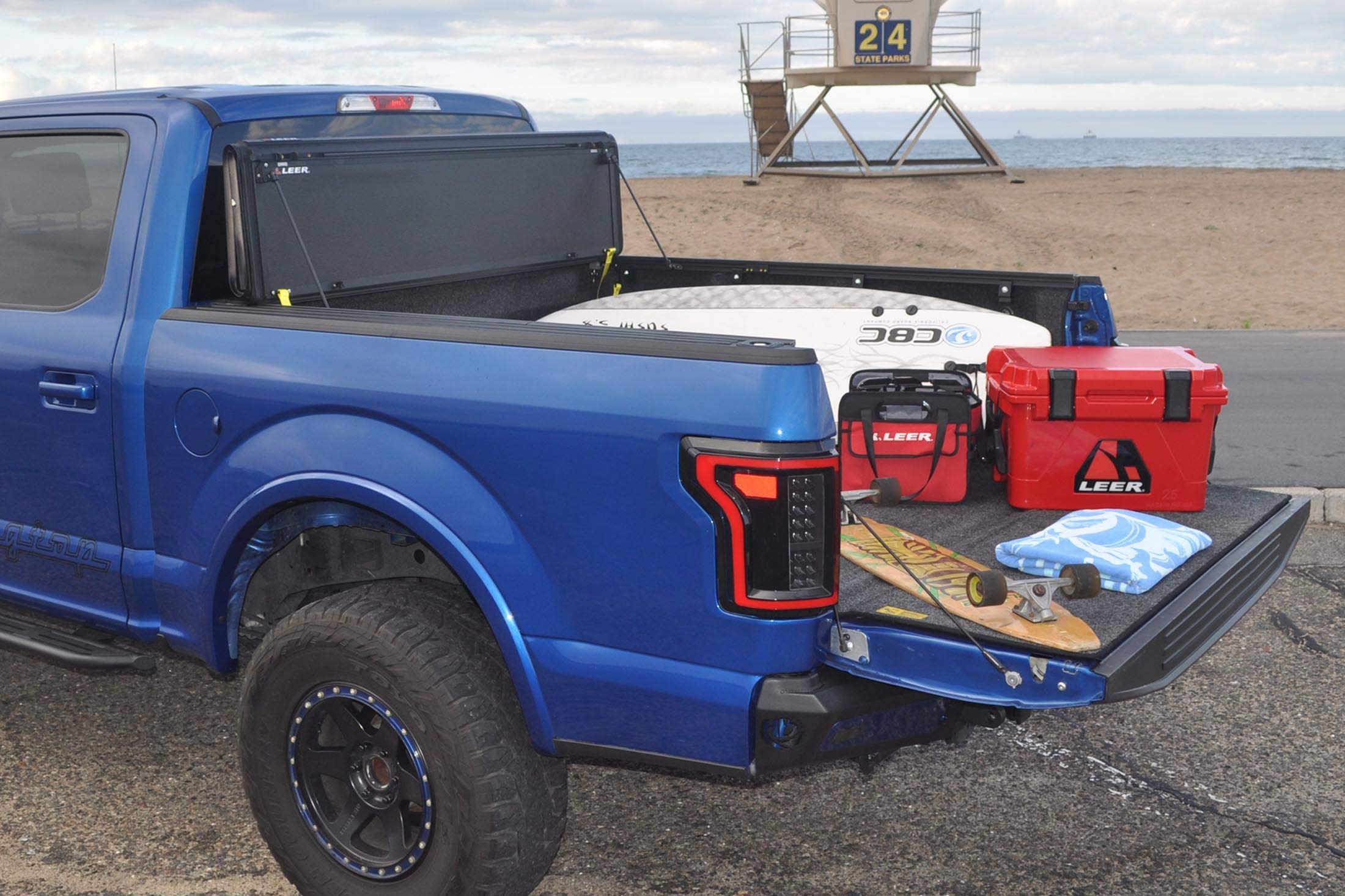 Leer Hf650M Quad-Folding Truck Bed Tonneau Cover, Fits Ford F-150 Light Duty, Years 2015-2024, 5'6 Truck Bed, Black