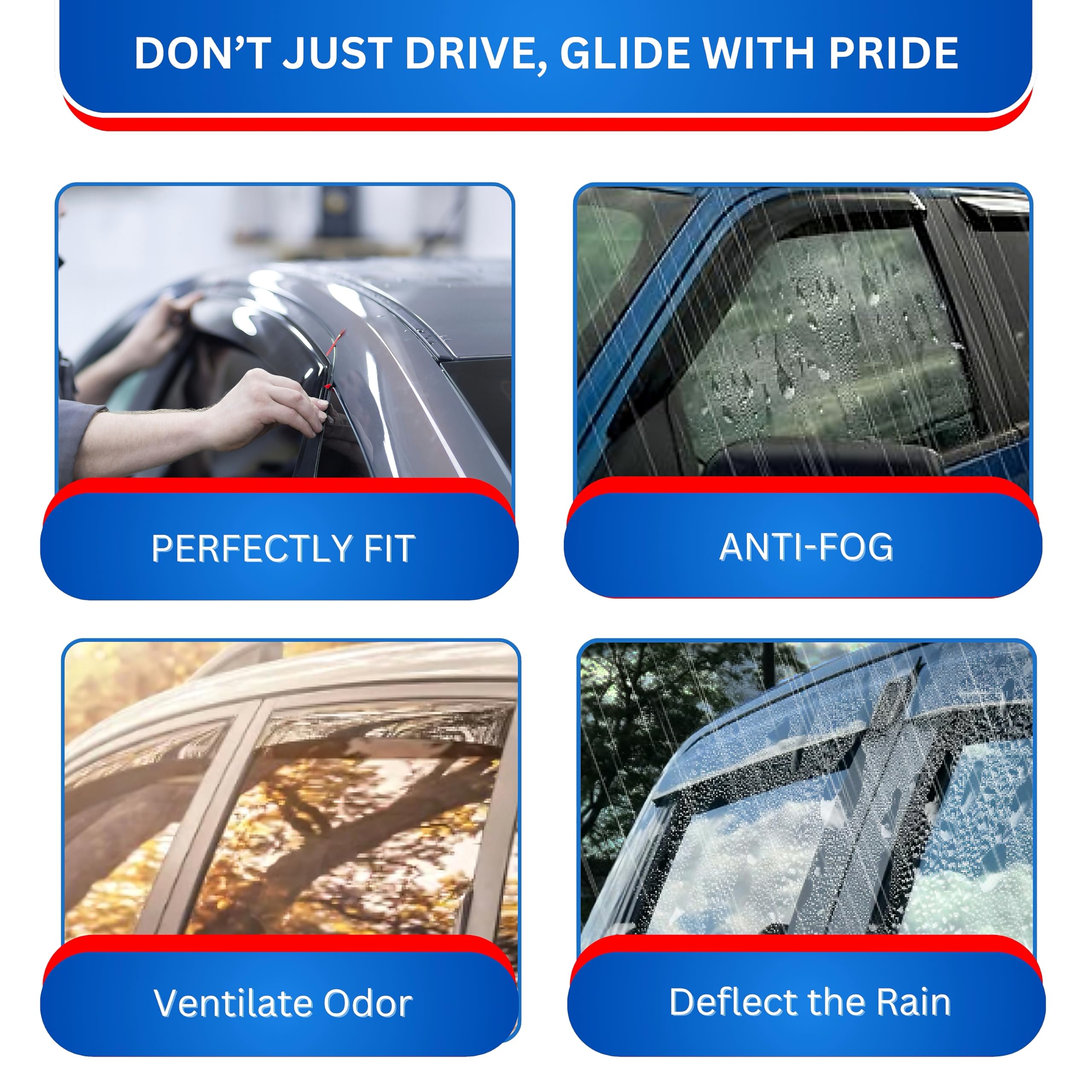 KPY Window Visor Compatible with Kia Rondo 2007-2009, Rain Guard Window Vent Deflectors Tape-On Style, 2007 2008 2009