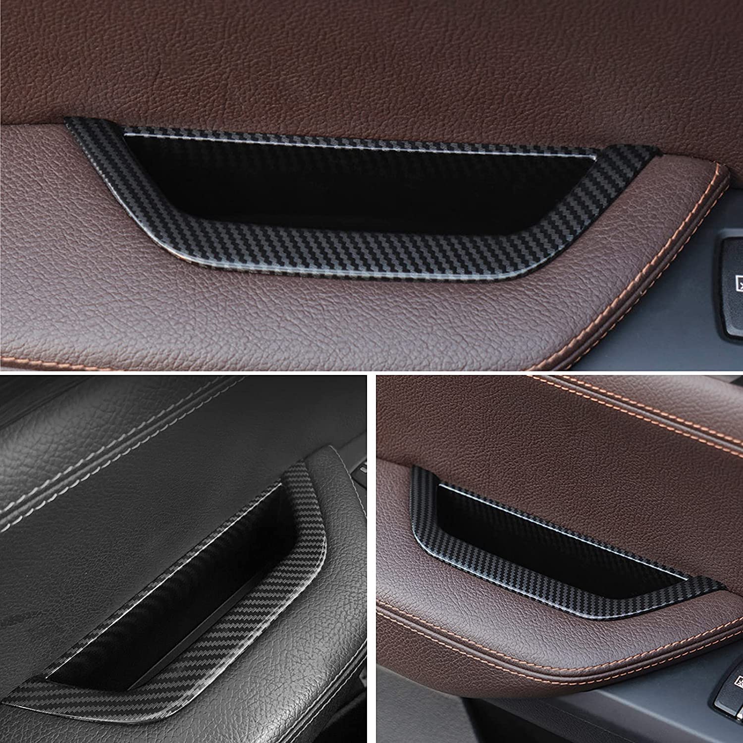 Jaronx Compatible With Bmw X3/X4 Door Handle, Carbon Fiber Pattern Driver Side Door Handle Cover Armrest Handle Cover Door Handle Compartment Compatible With Bmw X3 F25 2010-2016, X4 F26 2014-2017