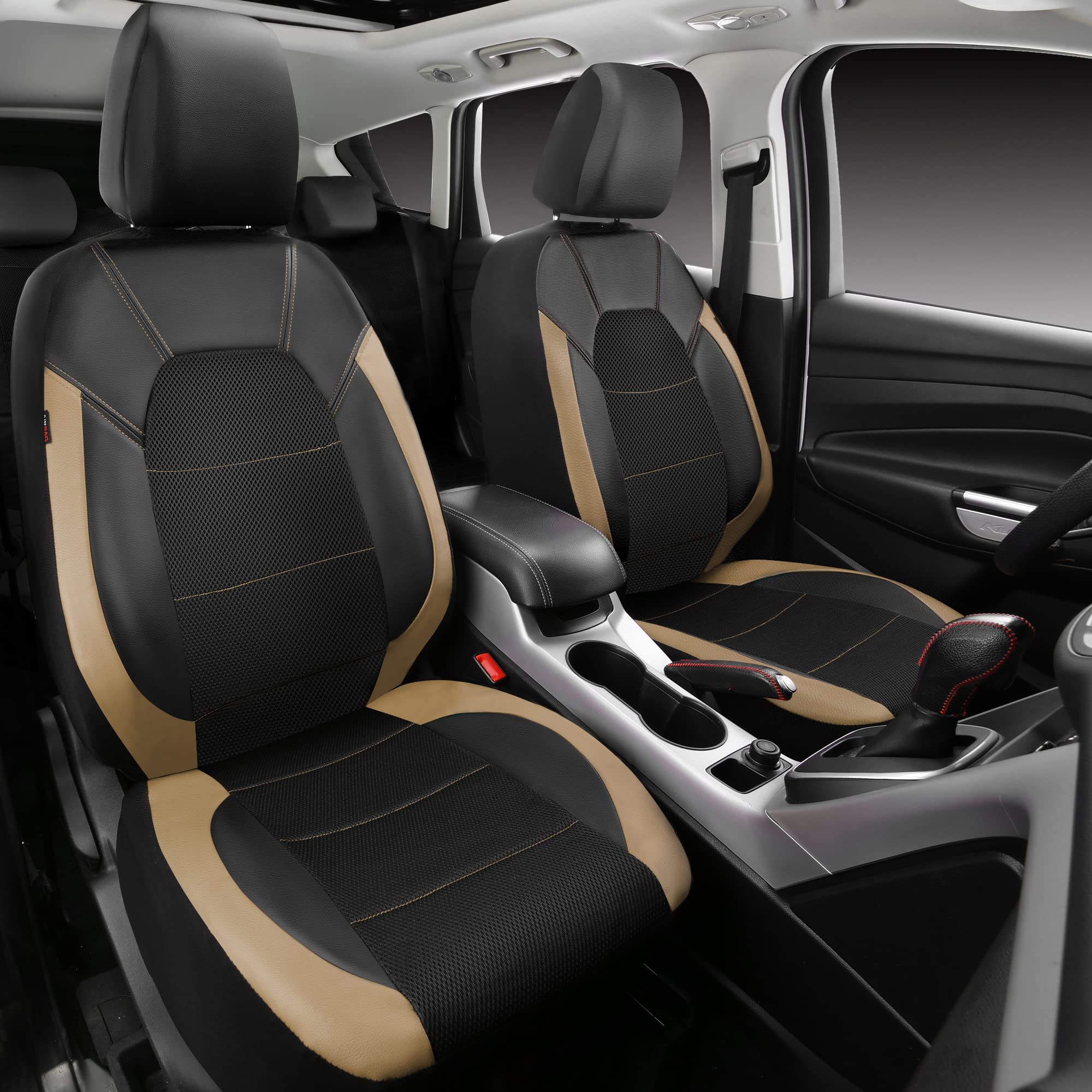 CAR PASS Leather seat Covers,Automotive Universal Sport car seat Cover Super 5mm Composite Sponge Inside,Airbag Compatible fits
