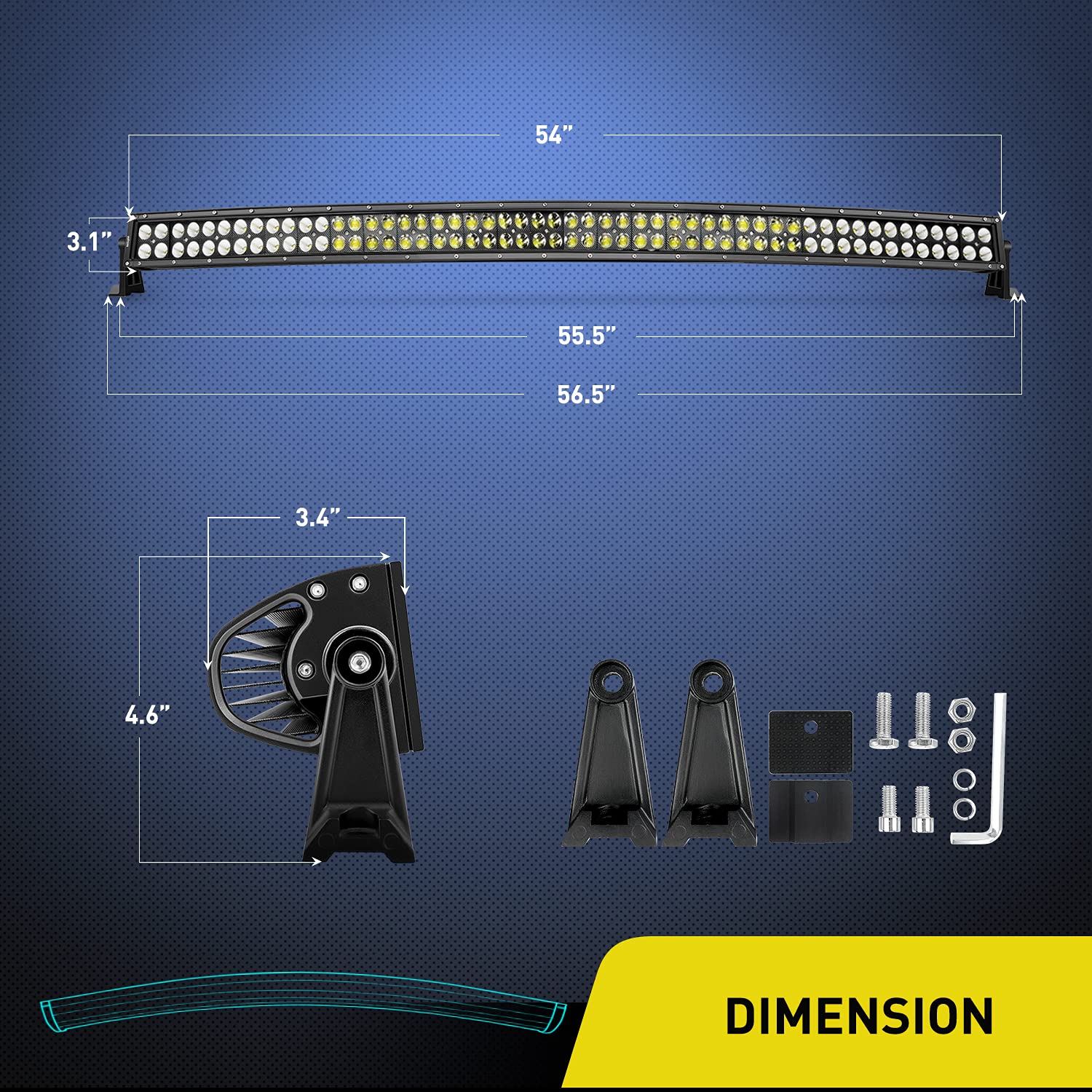 Nilight Zh119 54Inch 54 Inch 312W Curved Spot Flood Combo Bar Led Off Road Driving Light And 1Pc 14Awg 12V 5Pin Rocker Switch Wi
