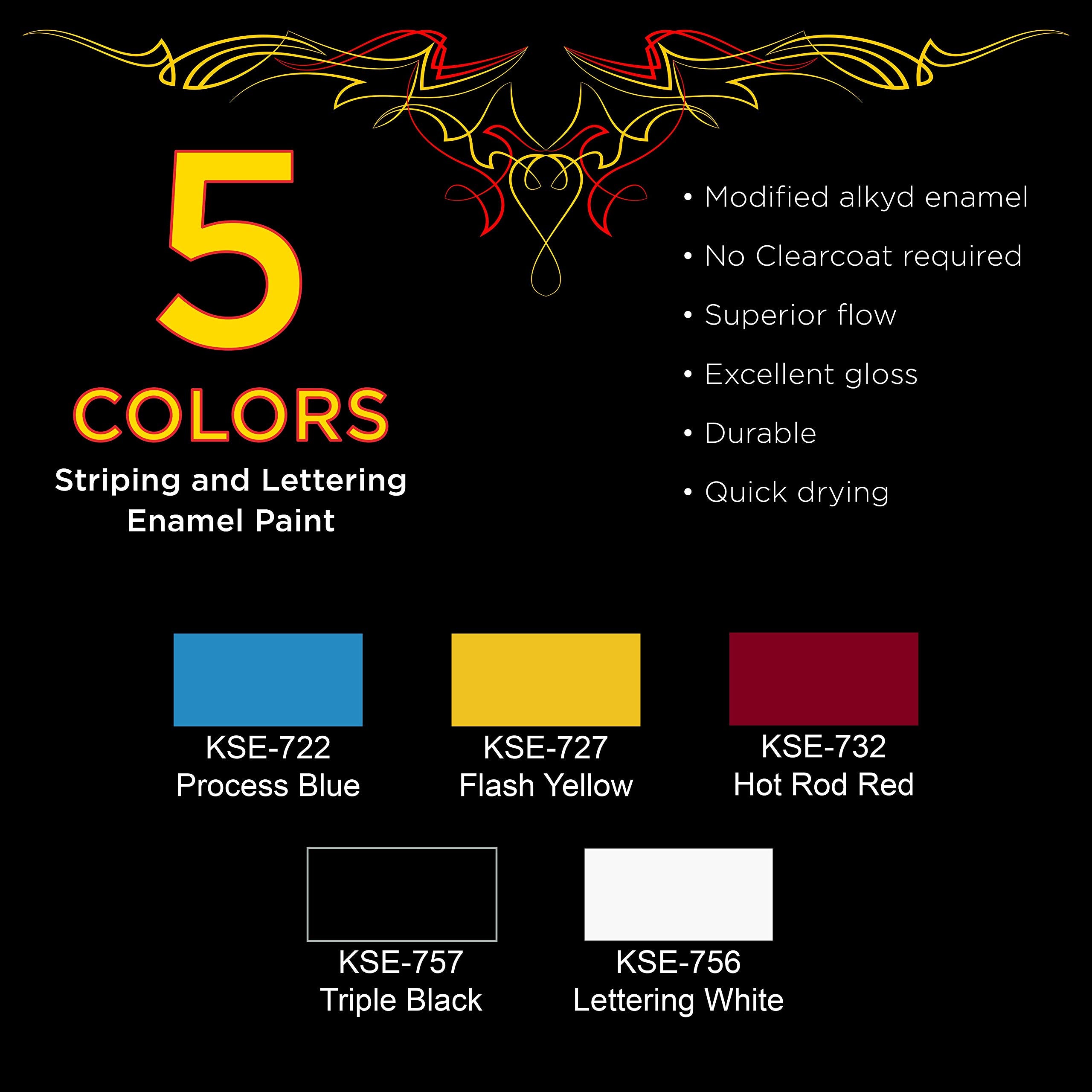 Custom Shop Enamel Pinstripe Paint Set - 9 Piece Set, 5 Colors, White, Model 8542051963