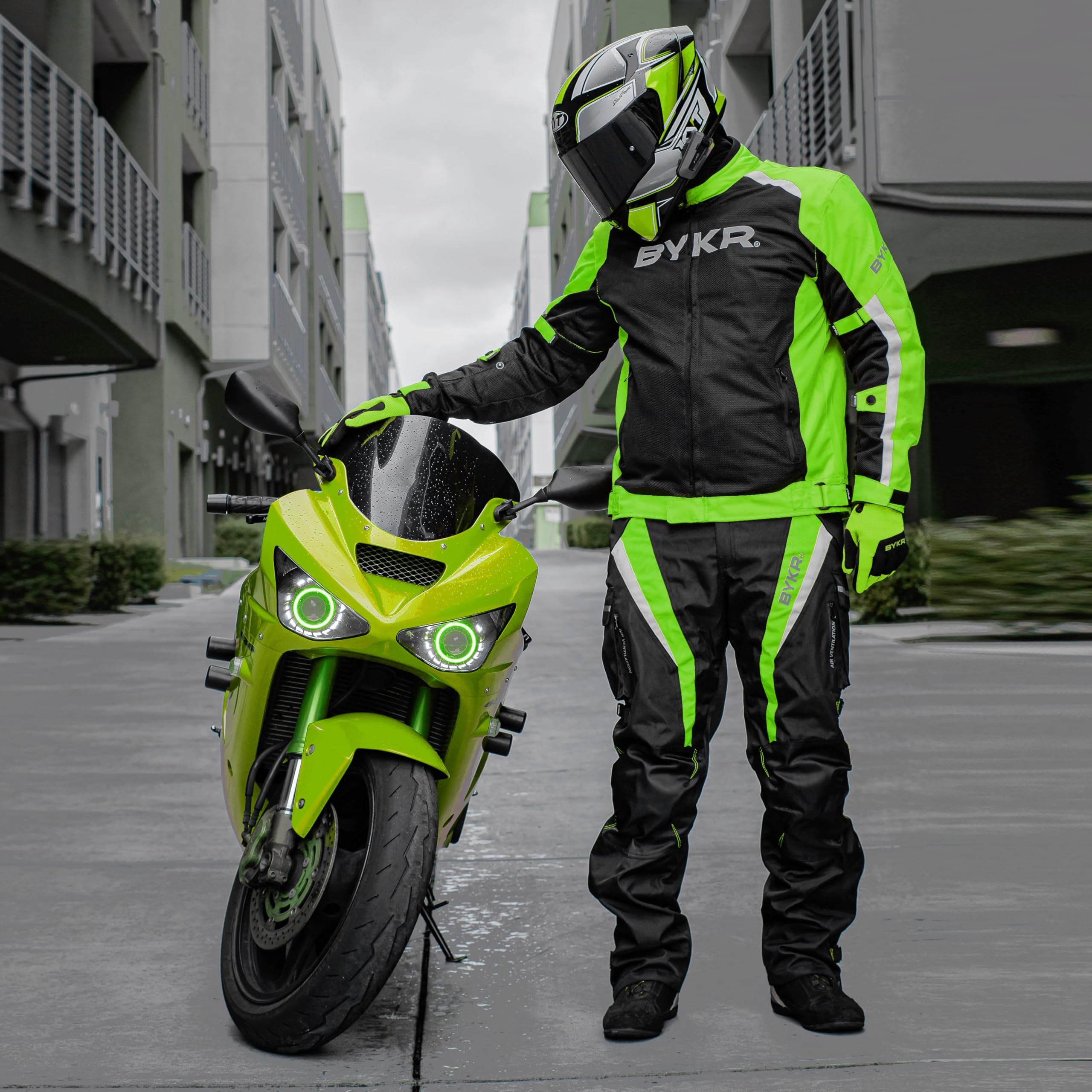 Bykr All-Weather Motorcycle Gloves For Men & Women - Protection For Dirt Bike, Bmx, Mx, And Atv Riding - Fl Green 3Xl