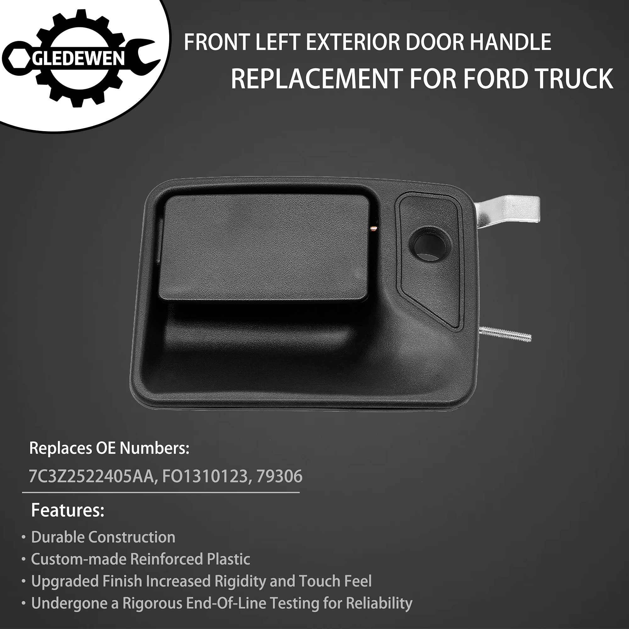 Exterior Door Handle, Compatible With 1999-2016 Ford F-250 F-350 F-450 F-550 Super Duty | 2000-2005 Ford Excursion & More, Front