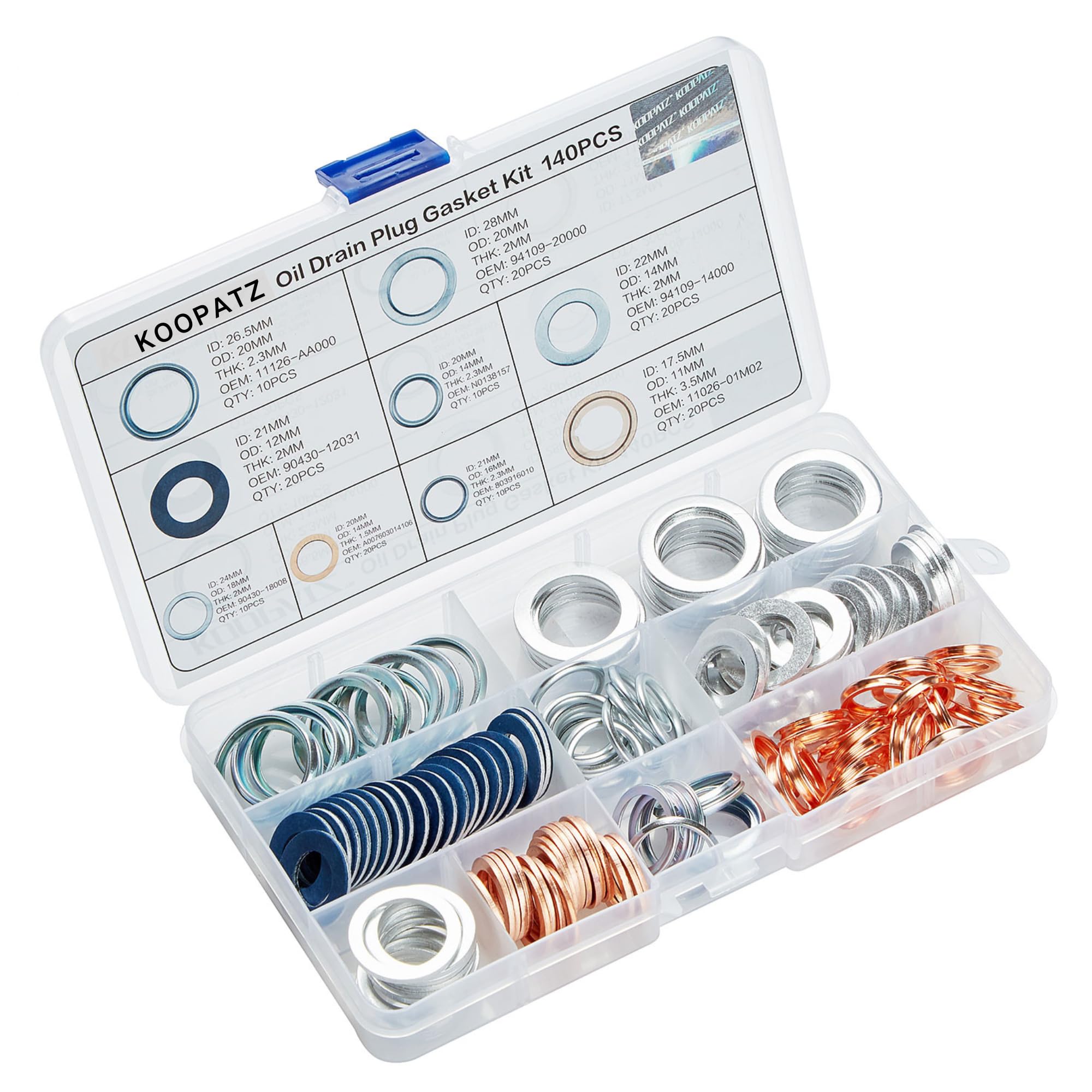 140Pcs Oil Drain Plug Gasket Assortment Oil Crush Washers Seals Kit For Toyota Honda Subaru Vw Audi Mercedes Benz (Mix-140)