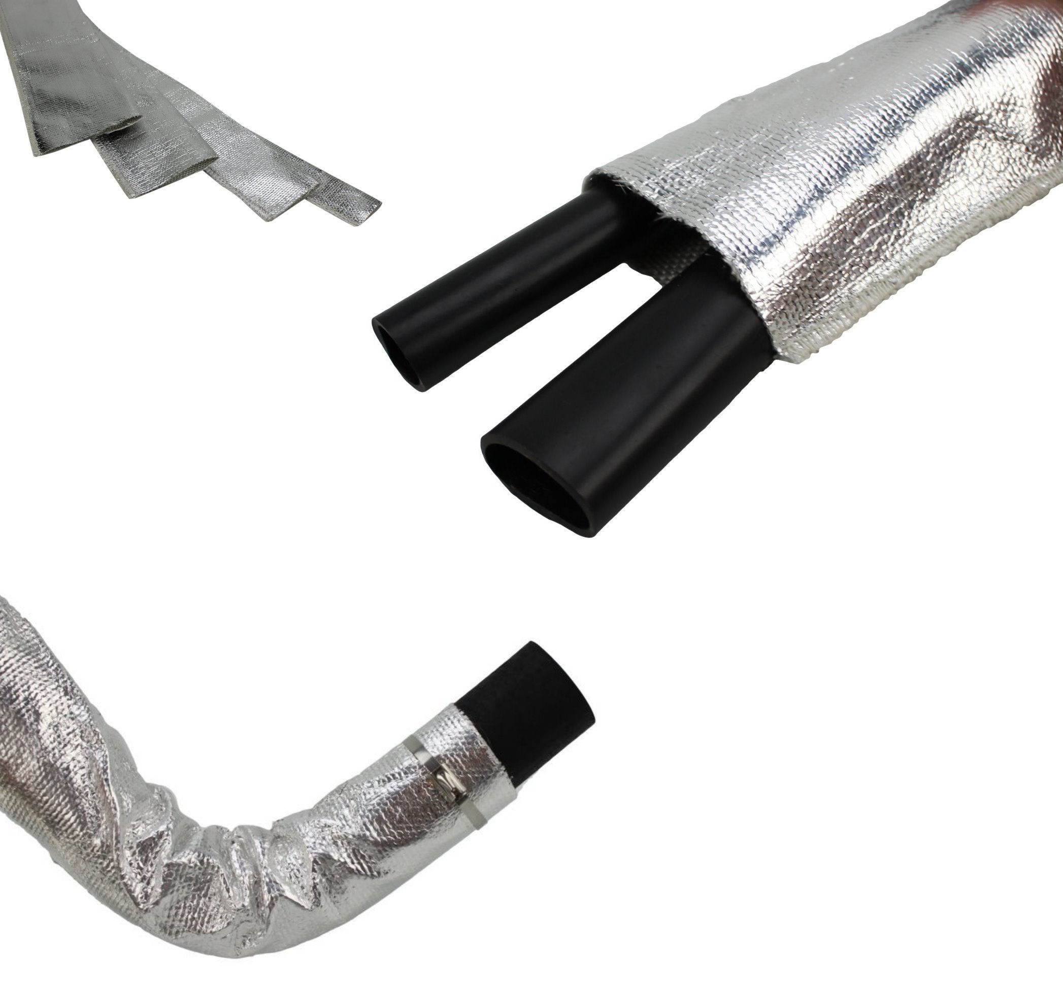 Jcp Usa Slip-Over, Cool Sleeves, Aluminum Metallic Heat Shield Sleeve Fiberglass Insulated Wire Hose Cover (Sewn-Seam 28Mm, 1-1/