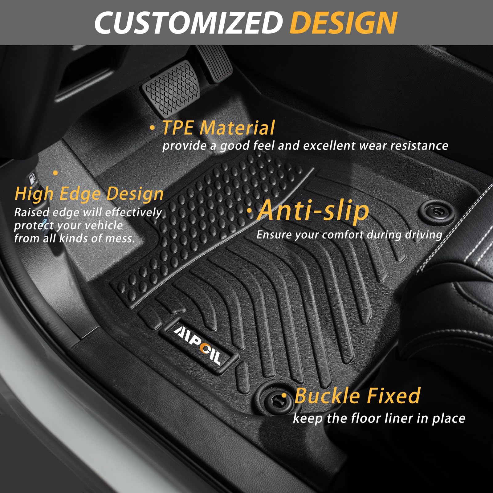 AIPOIL Floor Mats & Cargo Liner Custom for 2023-2024 2025 Mitsubishi Outlander PHEV (Not for Sport Models) ?TPE All Weather Prot