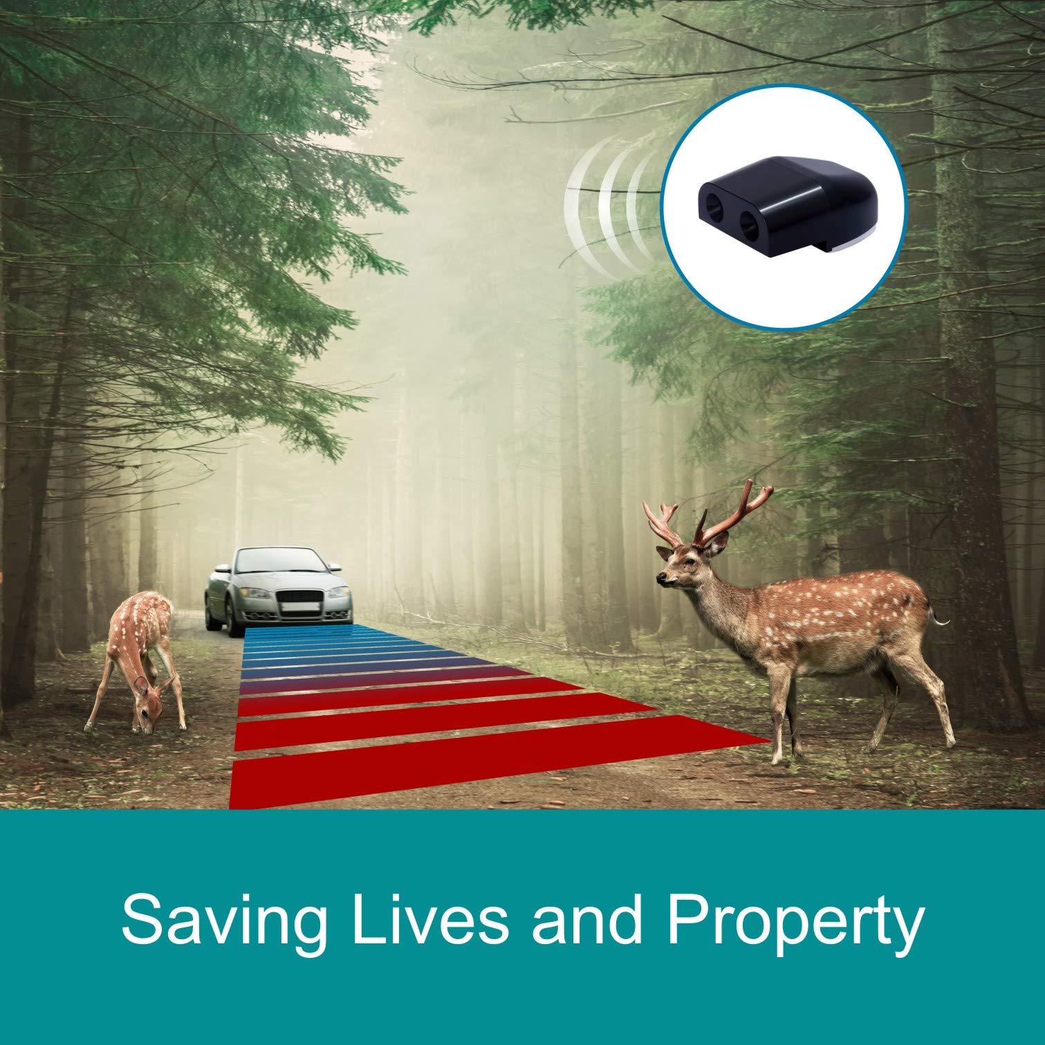 Citkou 8Pcs Deer Whistles For Car Dual Construction Black