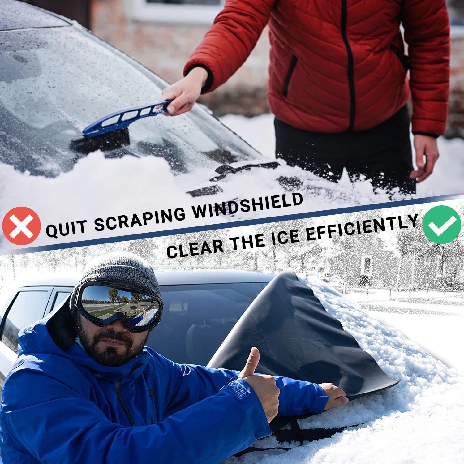 Windshield Cover for Ice and Snow, Car Windshield Snow Cover, Thicken Windshield Frost Cover Waterproof Windshield Snow Ice Cove