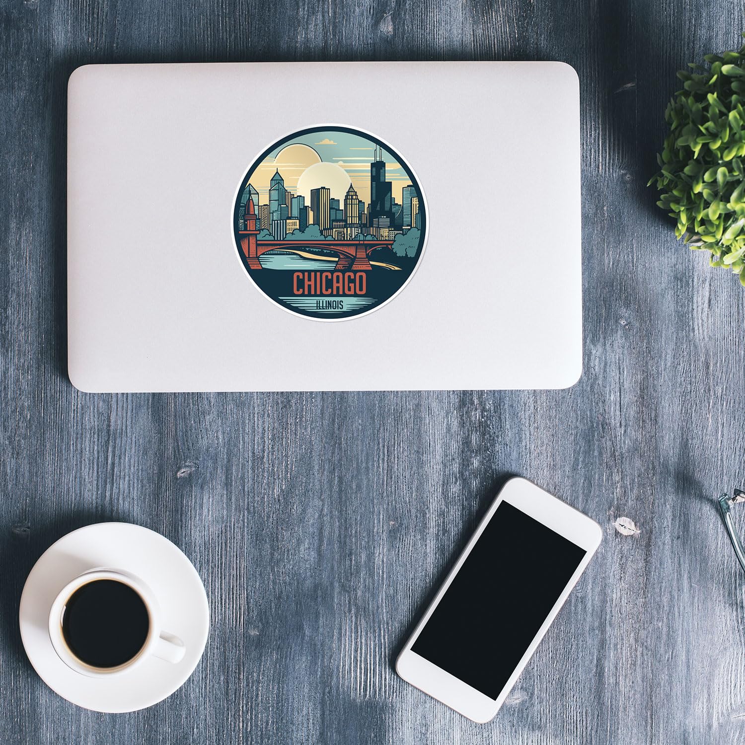 Chicago City Sticker - Waterproof Vinyl Decal for Car Bumper, Laptop, Water Bottle, Wall, and Window, Size - 5'' Longer Side