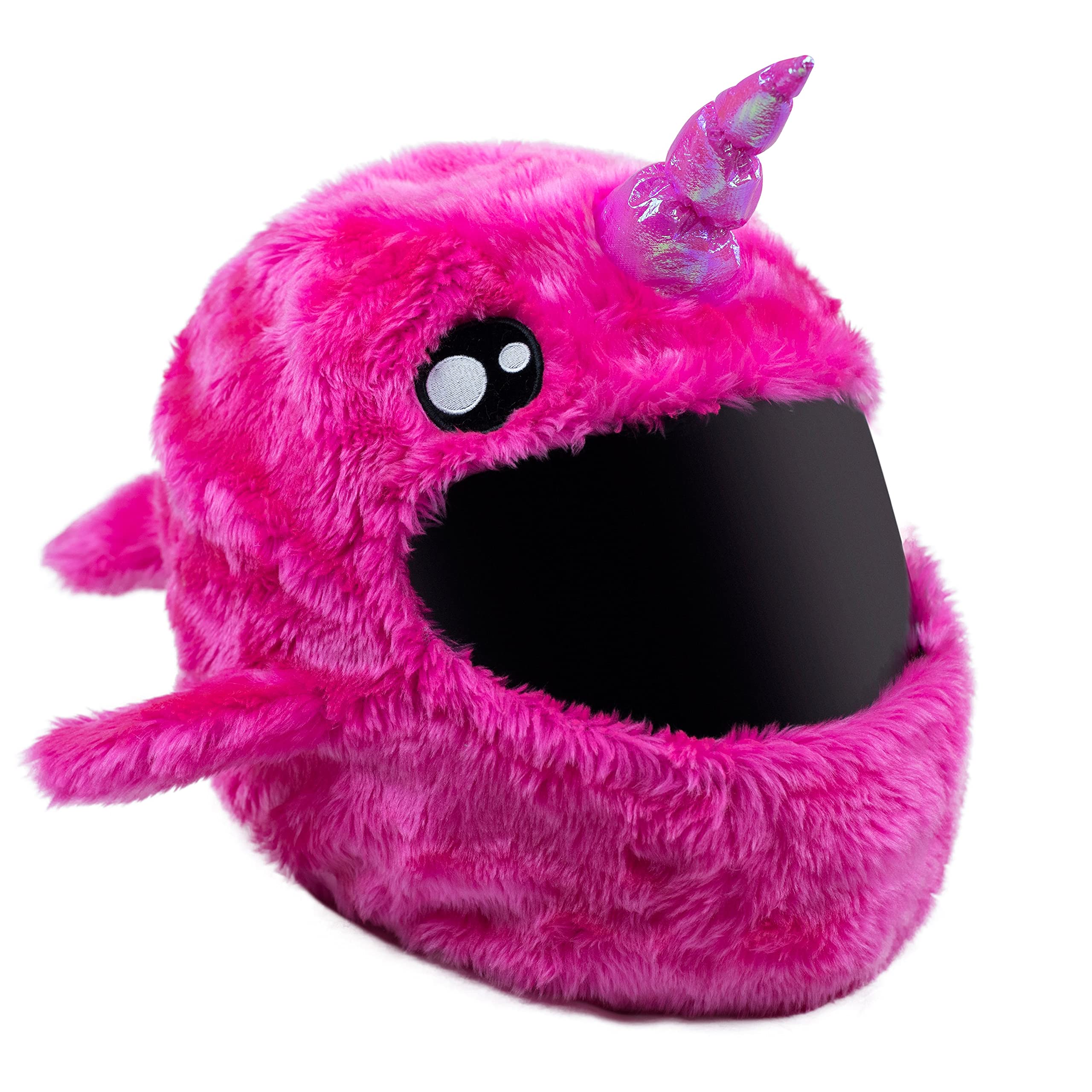 Moto Loot Helmet Cover - Fun Pink Narwhal Design, One Size, Durable ABS Material, Model 482 (Cover Only, Helmet Not Included)