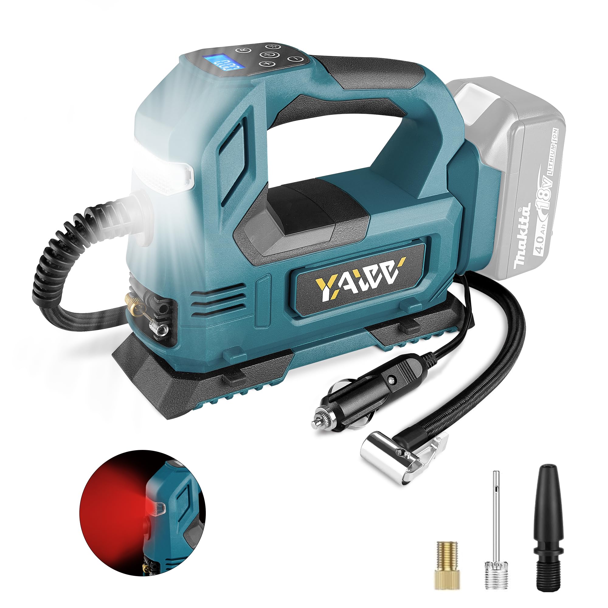 Cordless Tire Inflator Air Compressor For Makita 18V Battery, 160Psi Portable Led Light Handheld Air Pump With Digital Pressure