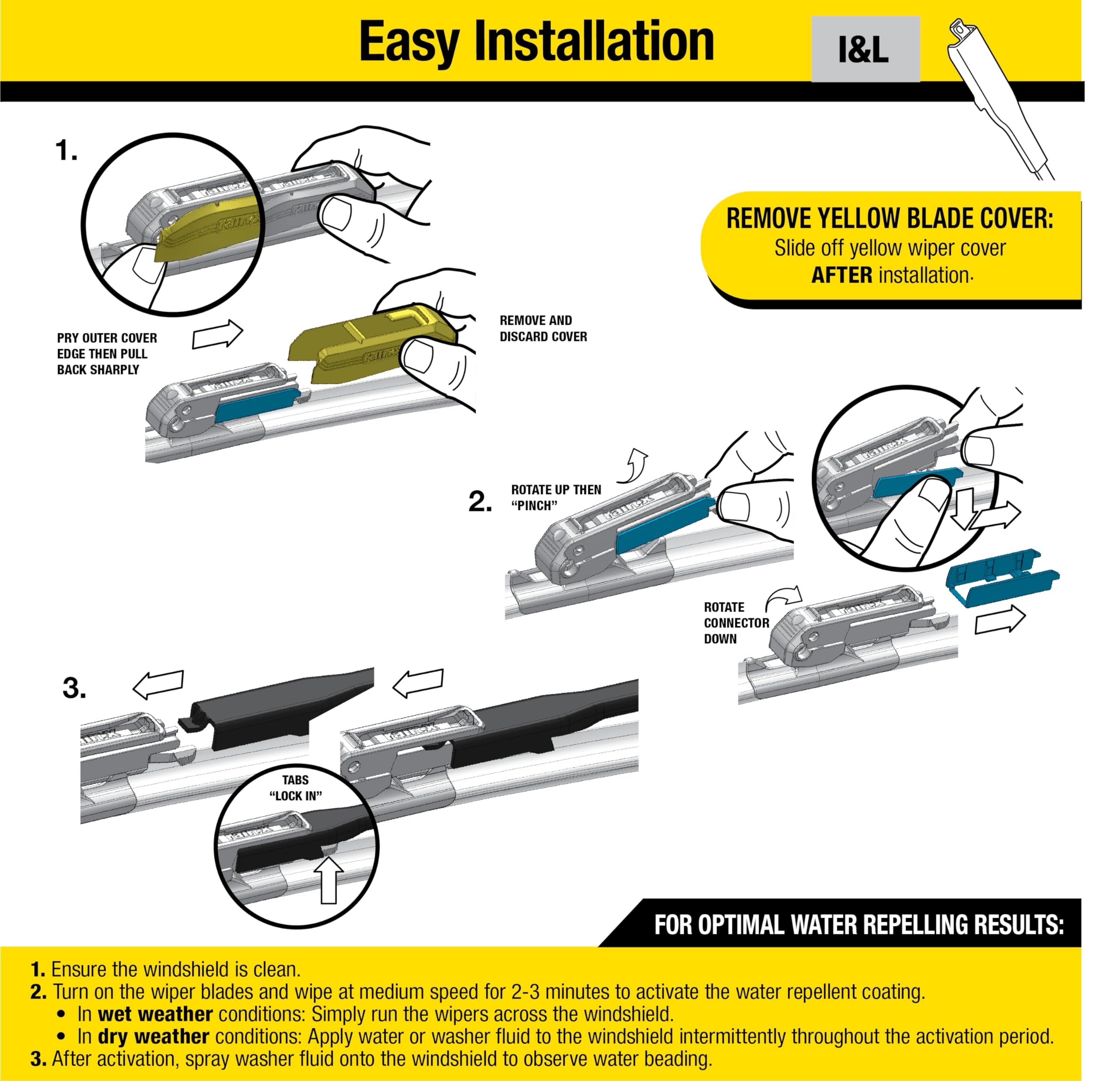 Rain-X 5079277-2 Latitude 2-In-1 Water Repellent Wiper Blades, 20 Inch Windshield Wipers (Pack Of 1), Automotive Replacement Win