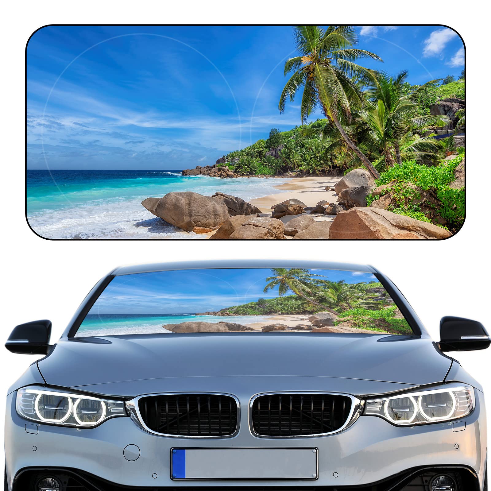 Woanger Windshield Sun Shade Foldable Car Front Window Covers For Car Accessories Sun Heat Uv Rays Visor Protector Protection Fo