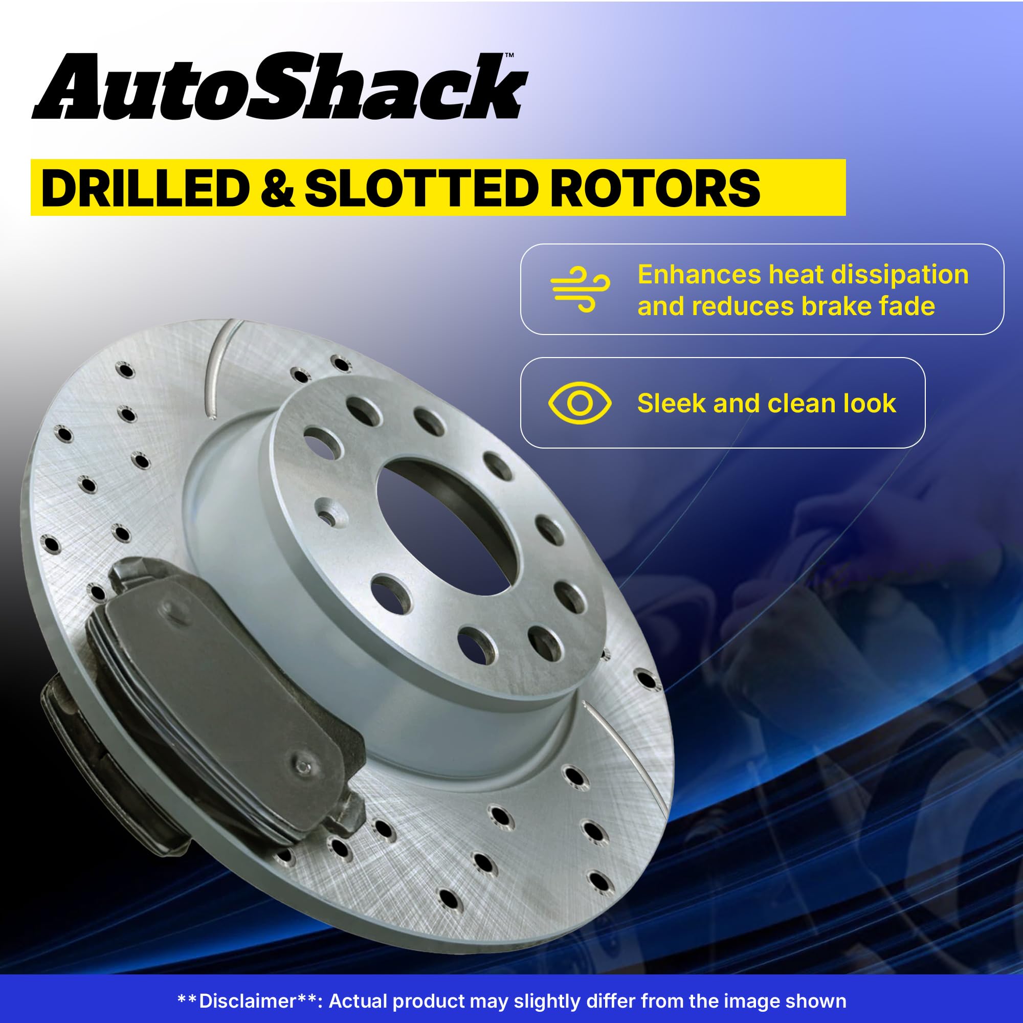 Autoshack Front Drilled And Slotted Brake Kit Rotors Silver And Ceramic Pads Pair Of 2 Driver And Passenger Side Replacement For