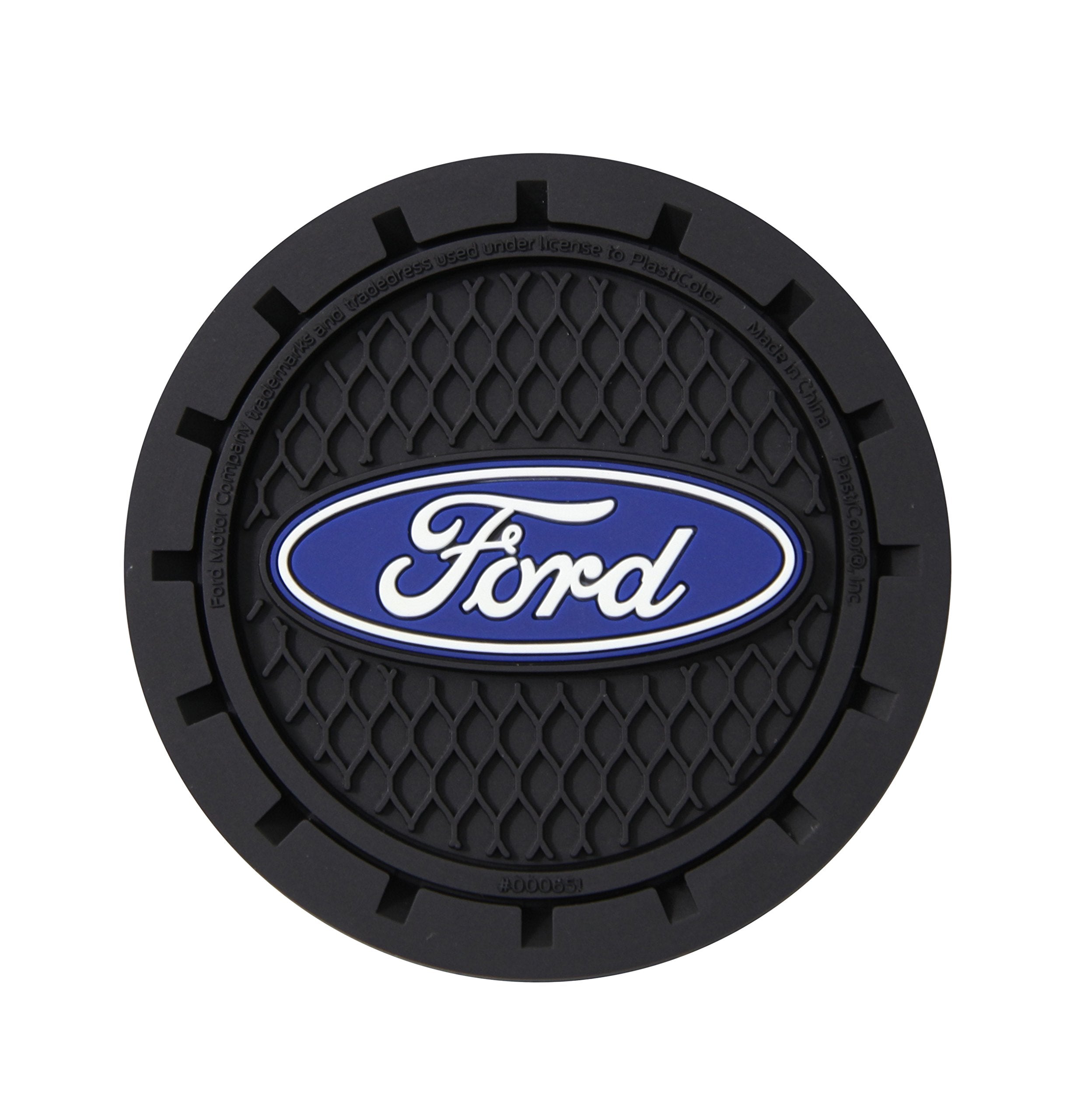 Plasticolor Ford Oval Cup Holder Coasters 2-Pack, Blue, Model 000651R01, Durable Polyvinyl Chloride