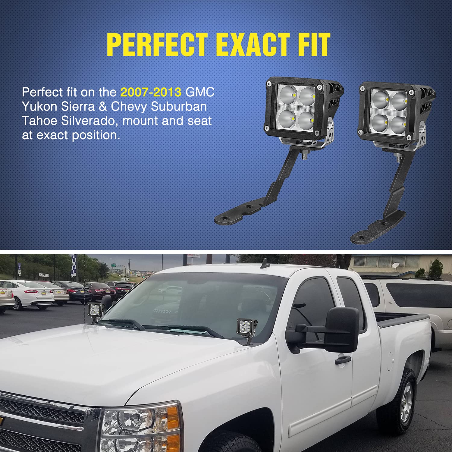 Nilight Ditch Light Brackets Hood Mount Brackets For Auxiliary Offroad Led Pod Light Work Light Compatible With 2007-2013 Gmc Yu