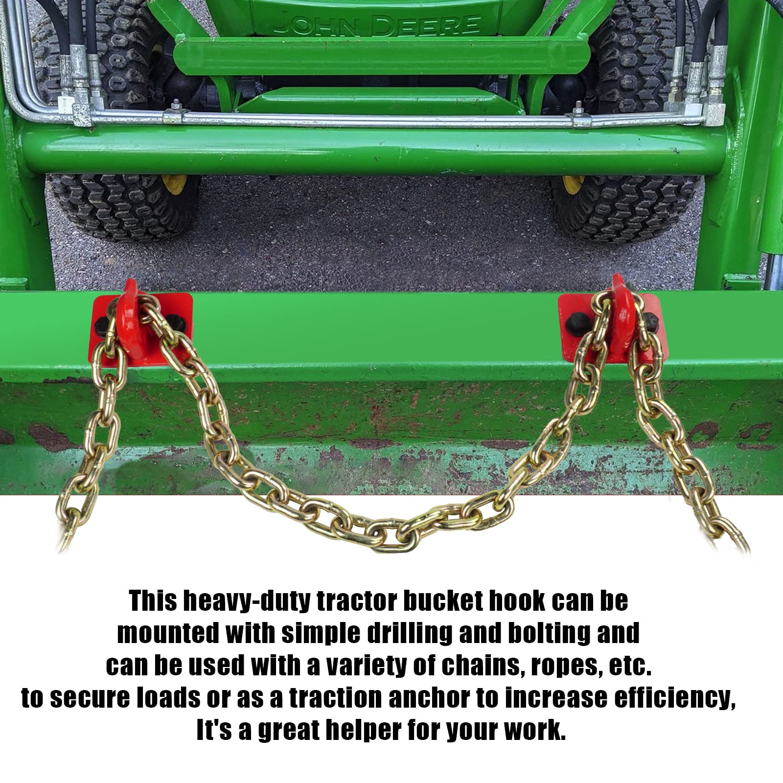 AYMMIC 3/8'' Grab Hooks, Forged Steel Bolts, 15,000lbs Break Strength, Loader & Tractor Bucket 2 Pack (Black)