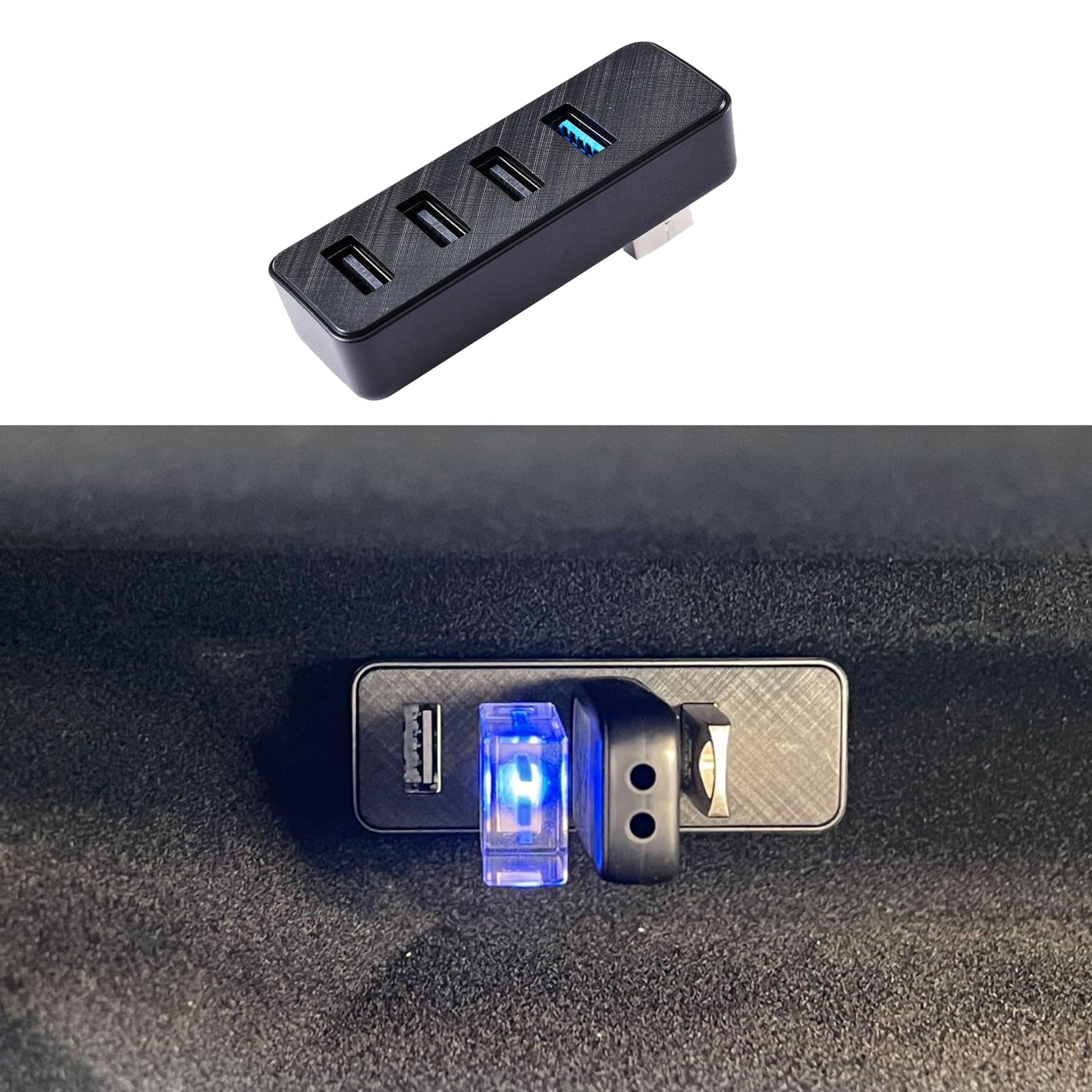 Leiakendi Glove Box Usb Hub For Tesla 2024-2025 Model 3 Highland, Cybertruck And New Model Y Juniper, 4-In-1 Glovebox Docking St