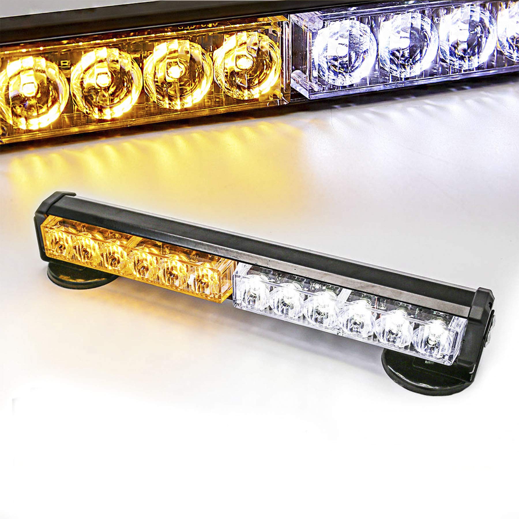 LE-JX Amber/White Wireless Battery Traffic Advisor Emergency Lights Bar Beacon Led Strobe Warning Light Roof Top Hazard Flash wi