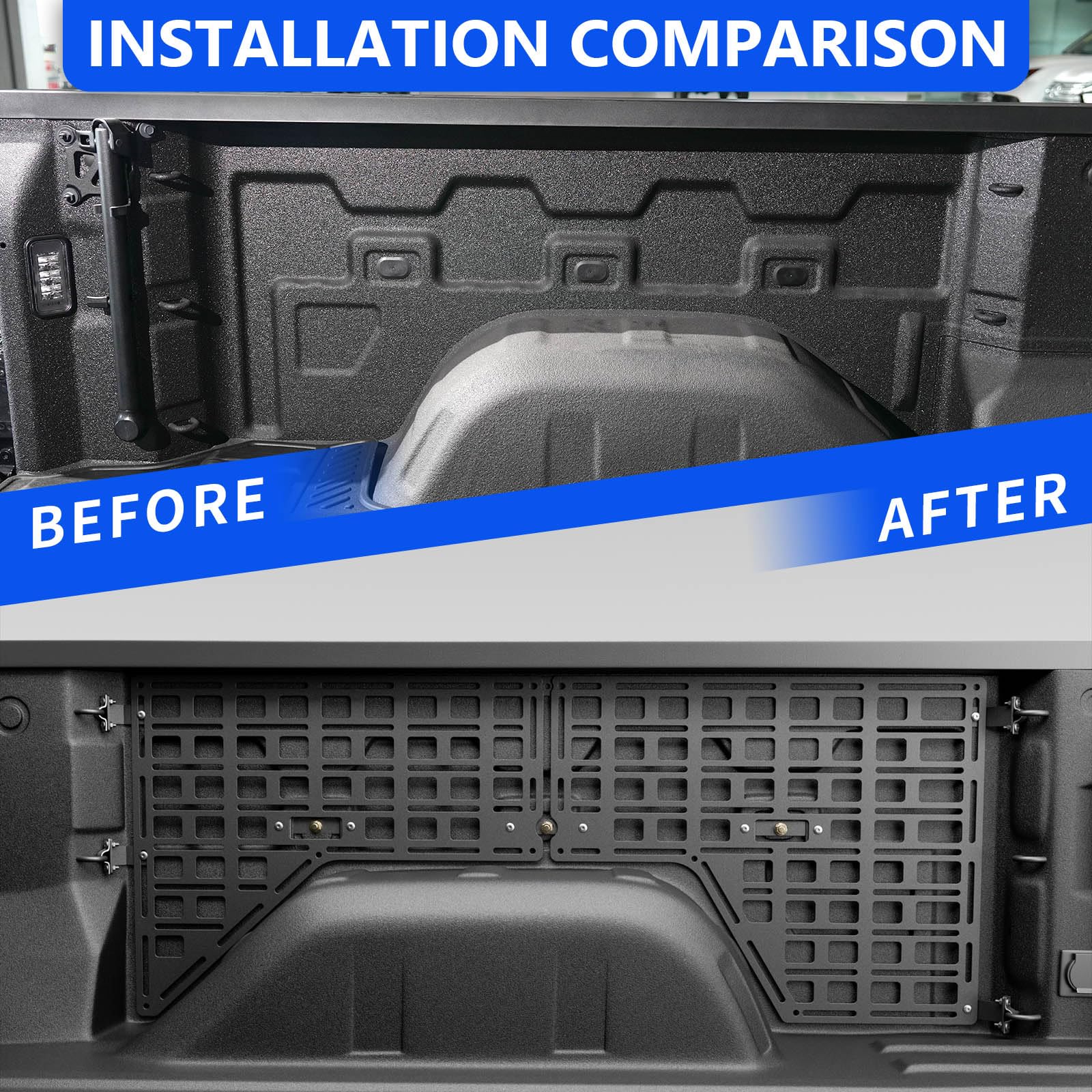 SZYANG Side Bed Molle Panel for 2019-2025 Chevy Silverado, Alloy Steel, 5.8FT, Compatible with GMC Sierra Truck Panel System
