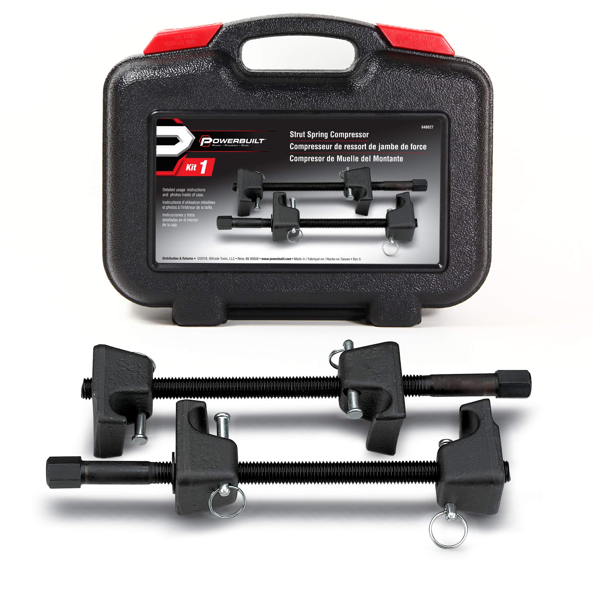 Powerbuilt Strut Spring Compressor Kit, Remove and Install Coil Springs, Tighten Compressor, Car Repair, 2 Piece, Storage Case 6