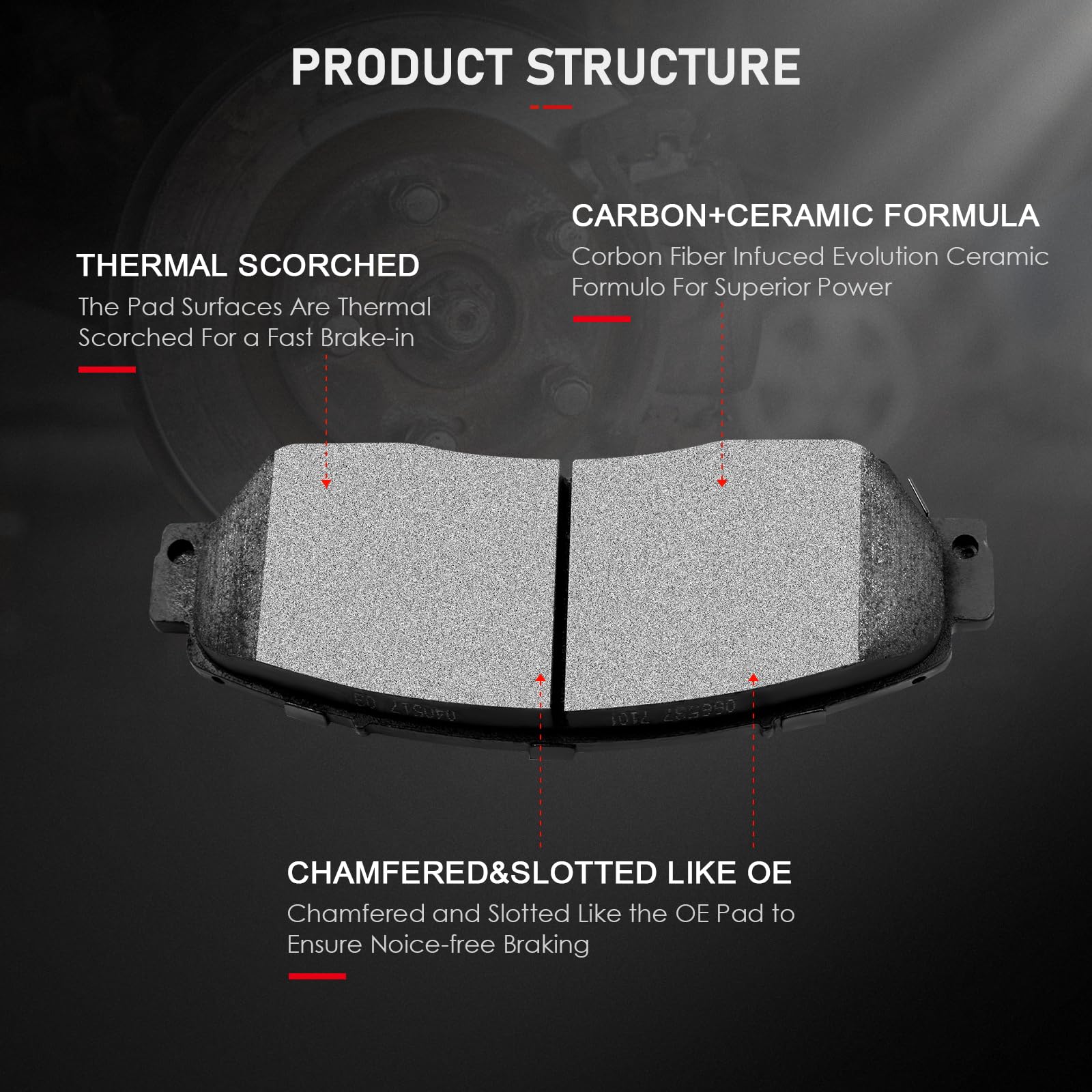 Cciyu D1089 D1086 Front & Rear Professional Ceramic Brake Pads Set Fit For 2010-2012 For Acura Rdx,2010-2011 For Honda For Accor