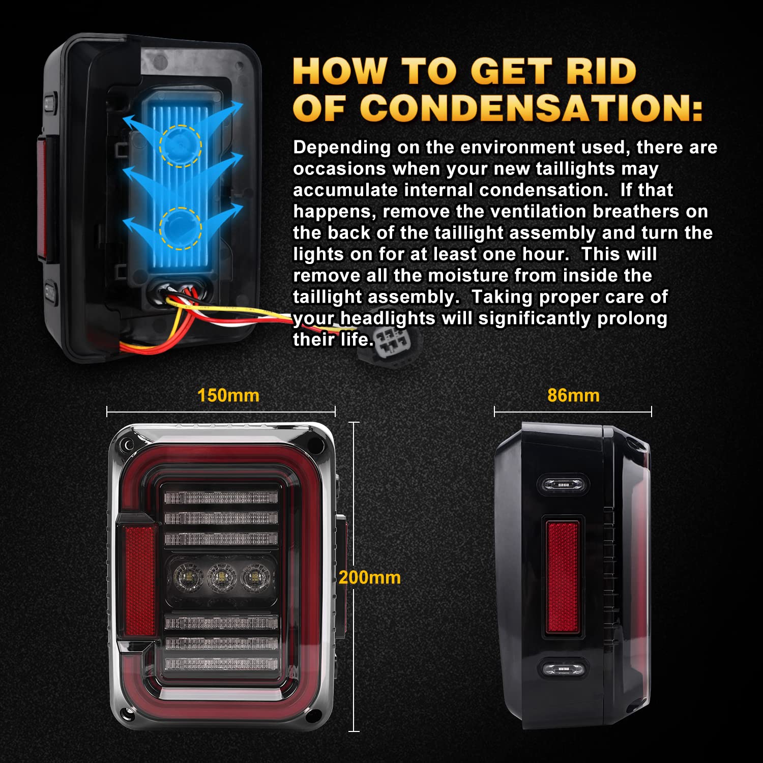 Dot Approved Led Tail Lights Super Bright 20W Reverse Lights With Emc Compatible With Jeep Wrangler Jk&Jku 2007-2017 Brake Rever