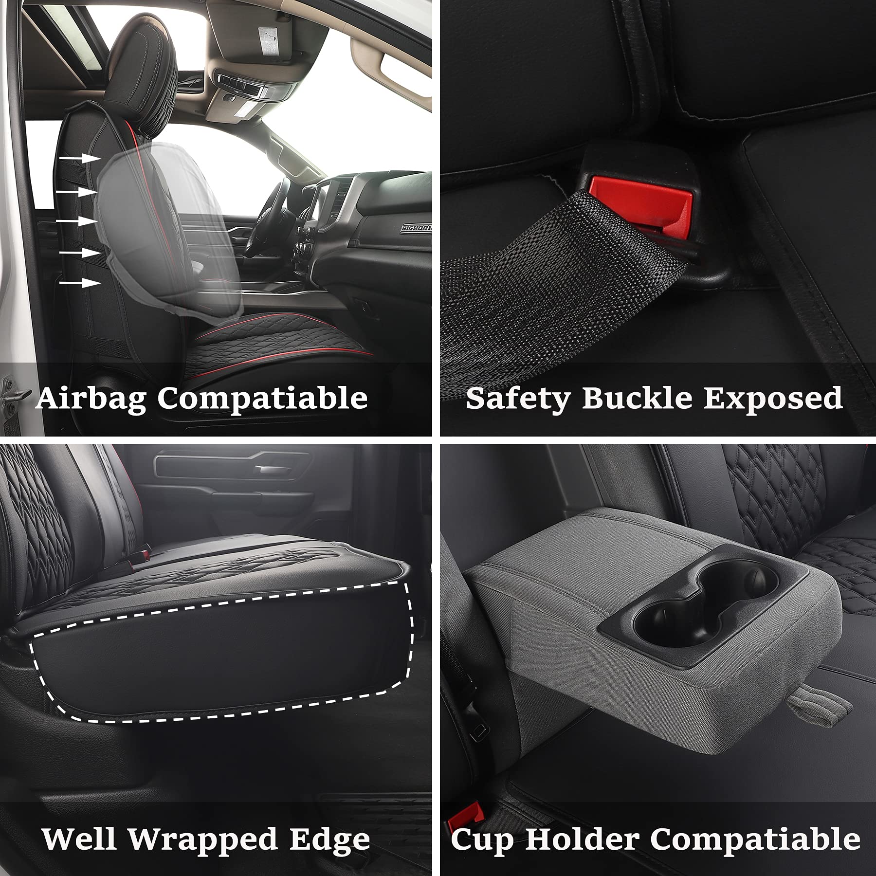 Jojobay Car Seat Covers For Dodge Ram Full Set,Fit Ram 2009-2025 1500/2500/3500 Pick-Up Truck,Crew,Regular,Quad,Mega Cab,Waterpr