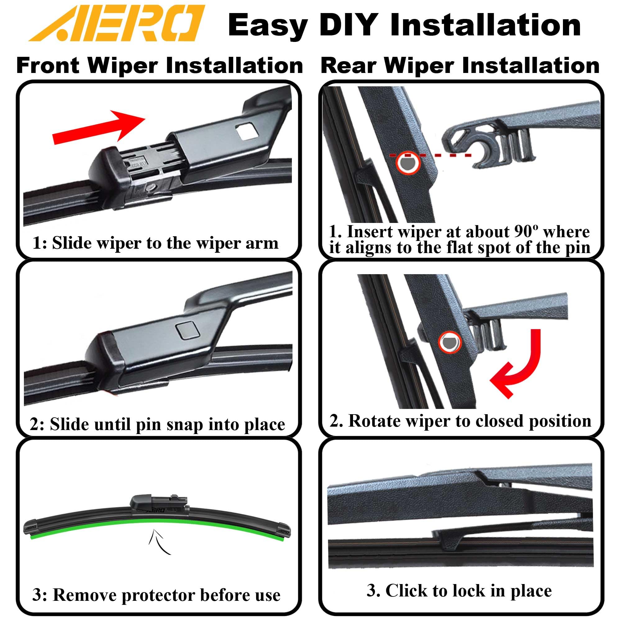 AERO Wipers for Honda CR-V 2024-2023, 24"+19" Front + 10" Rear, Premium Rubber Blades, Voyager Model, 1-Year Warranty
