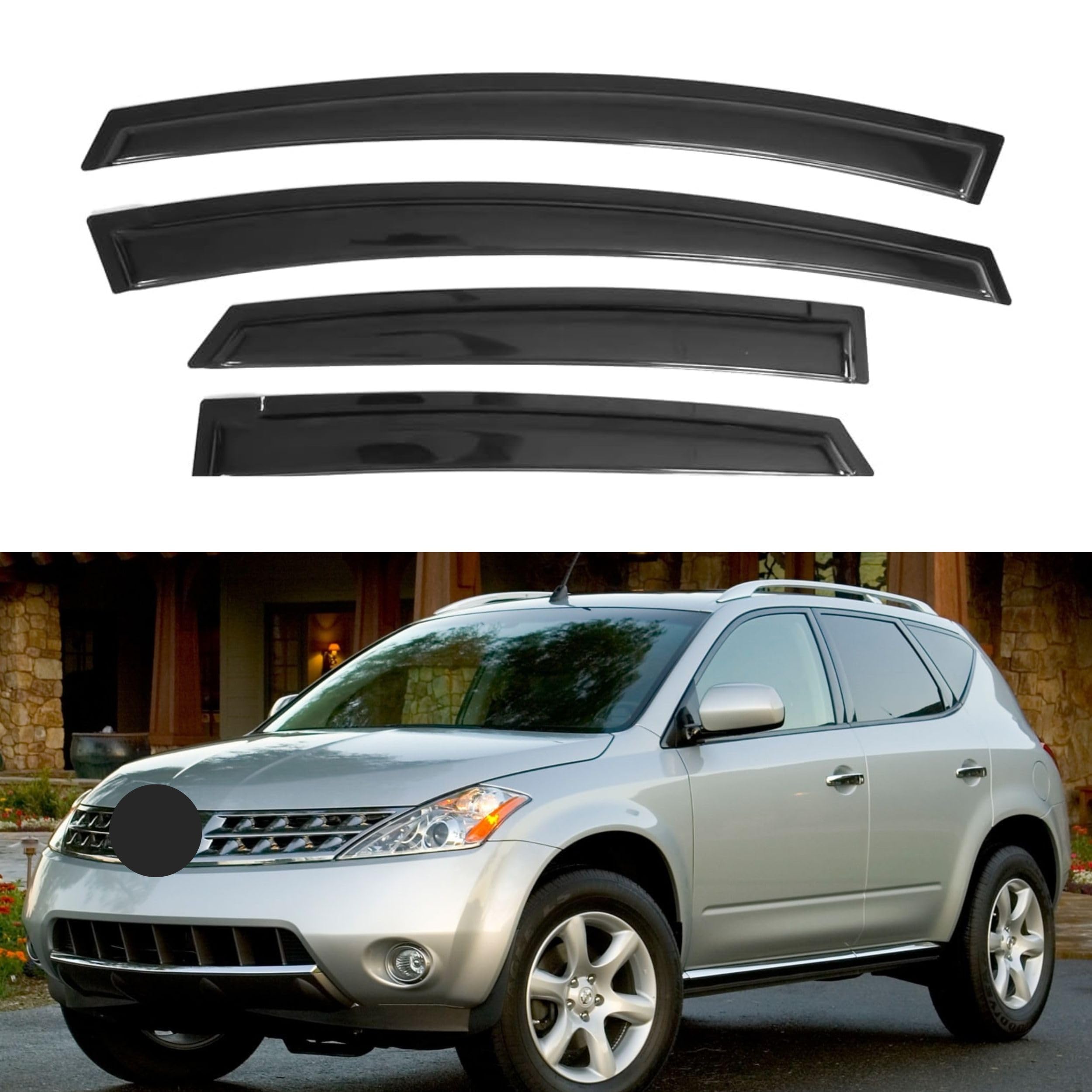 Ig Window Visor For Nissan Murano 2003-2007, Rain Guard Tape-On Extra Durable Sun Wind Side Vent Window Deflector, 2003 2004 200