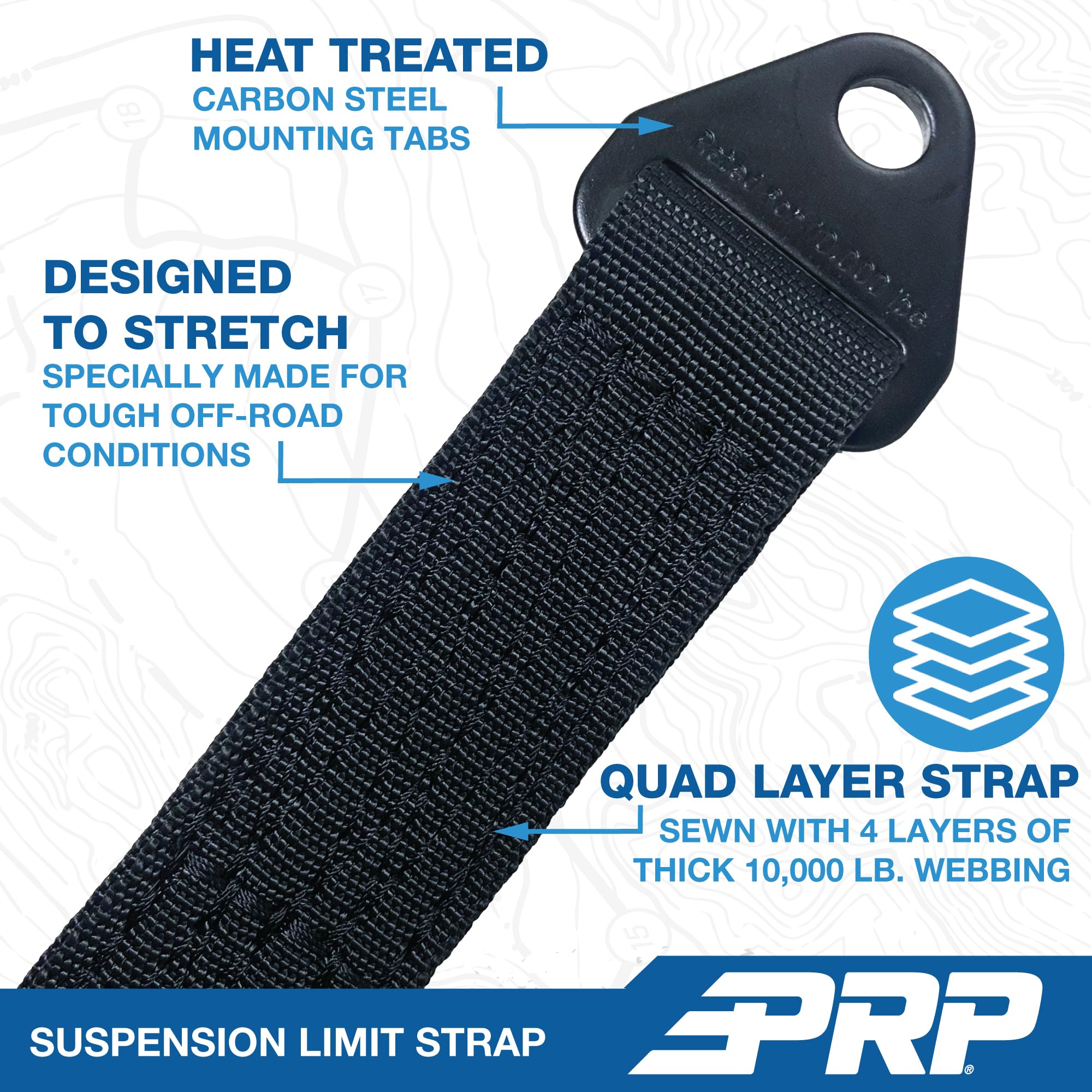 PRP Seats Premium Quad Wrap Limit Strap for Off Road 4x4, UTV, SXS - Heavy-Duty 10,000 lb. Suspension Limiting Straps, (1 ea.) 3