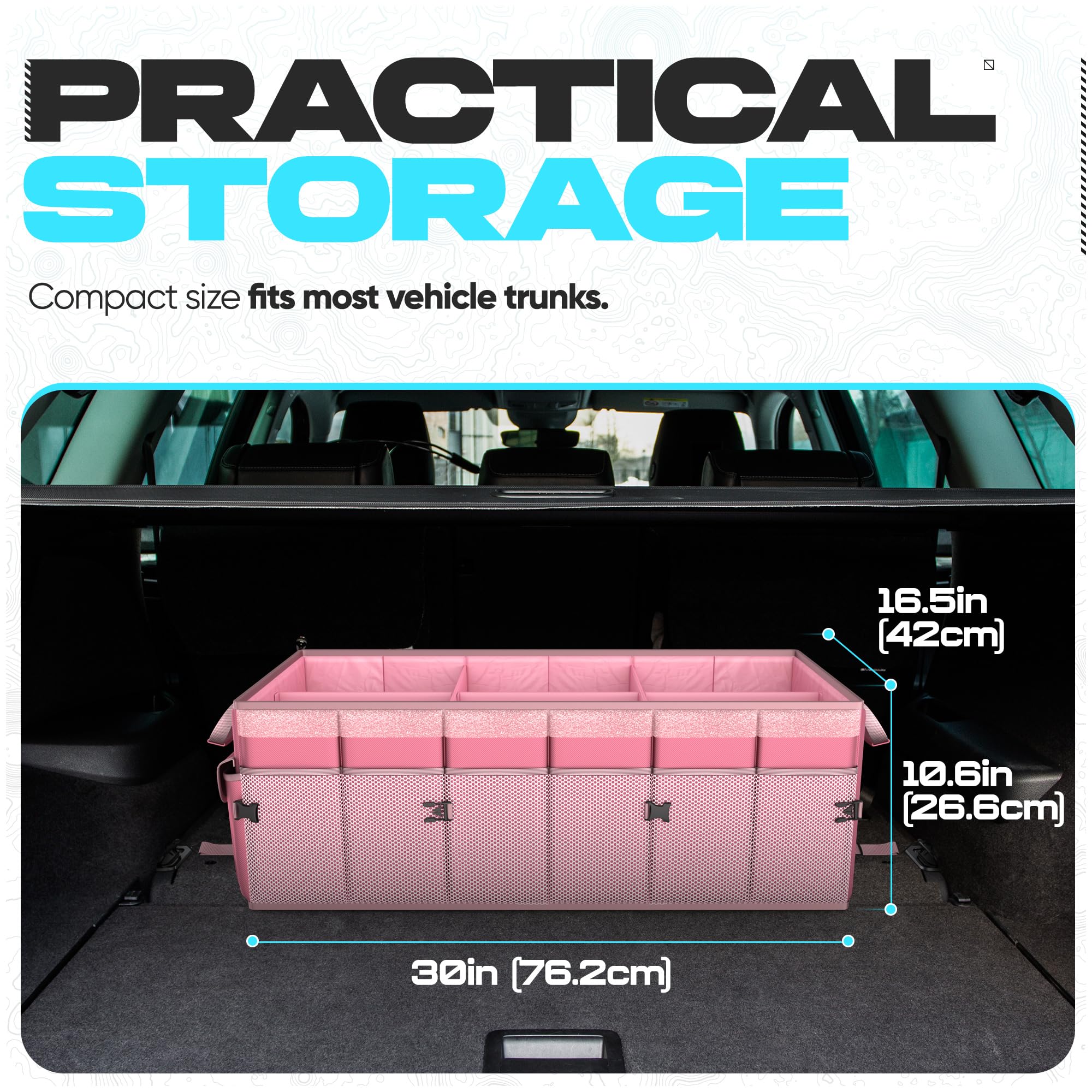 Fortem Car Trunk Organizer, Car Storage Organizer, Collapsible Multi Compartment Car Organizer, Suv Trunk Organizer, Non Slip Bo