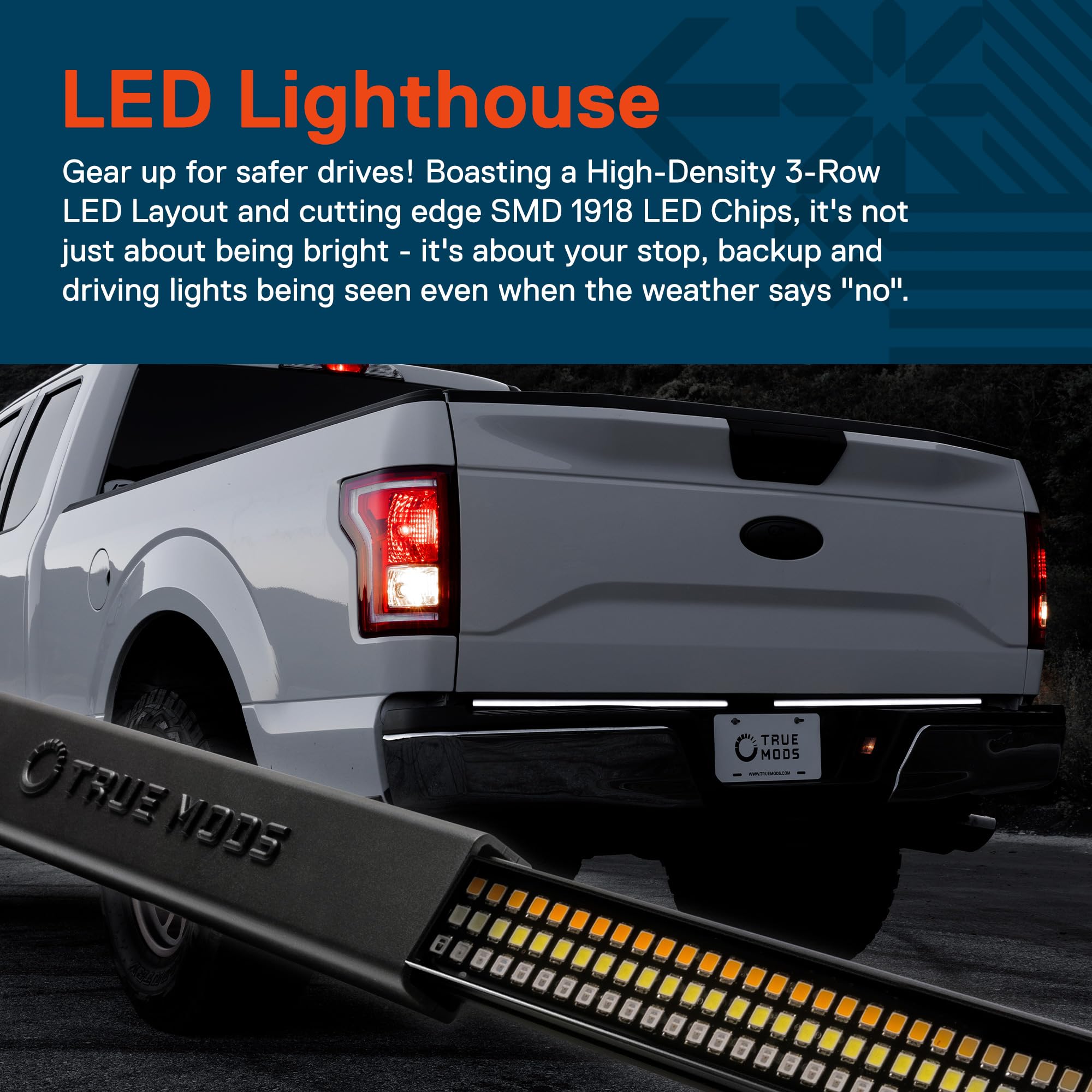 ONLINE LED STORE True Mods 60 Inch Smoked LED Tailgate Light Bar - Amber Sequential Turn Signal & Red Brake Light for Trucks