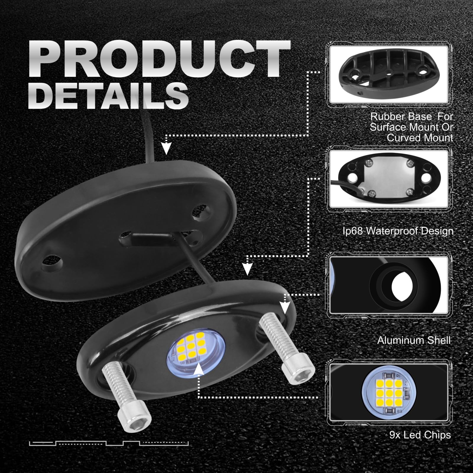 Ly8 4Pods Led Rock Lights White Led Neon Underglow Light For Car Truck Atv Utv Suv Boat Underbody Glow Trail Rig Lamp Waterproof