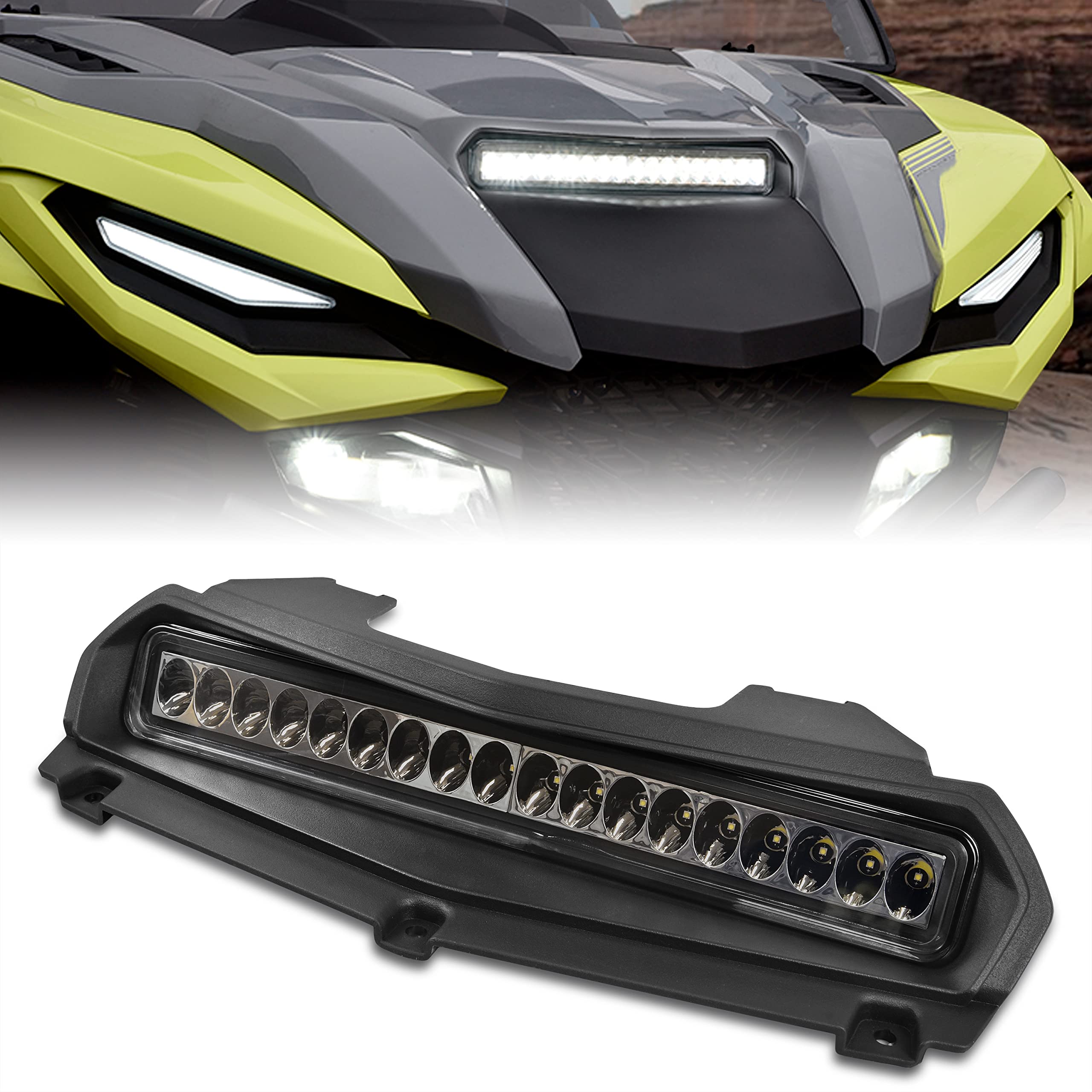 SAUTVS LED Hood Scoop Light for Yamaha RMAX 1000, Front Auxiliary Spot Light Hood Panel DRL Compatible with Yamaha Wolverine RMA