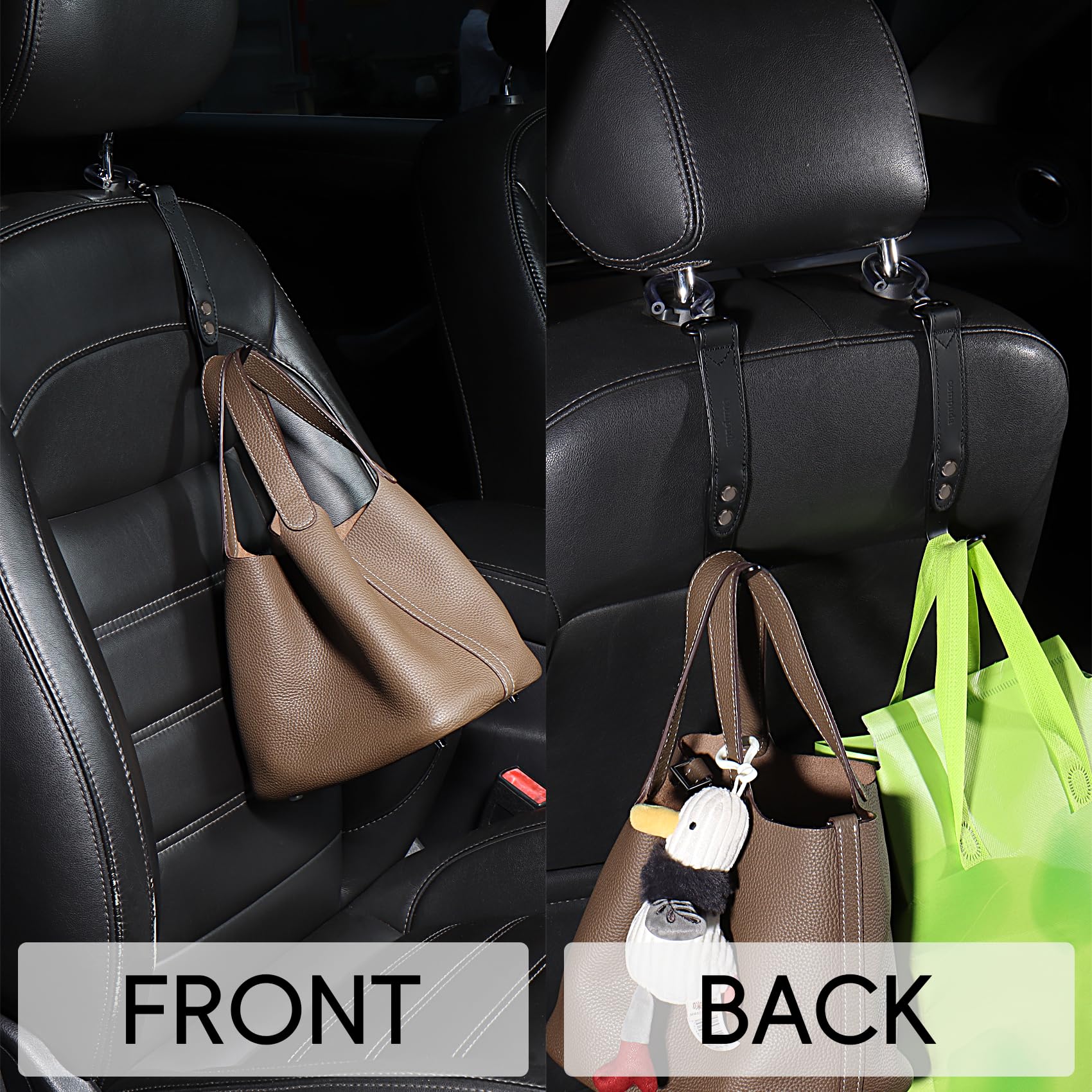 Compuda 2 Pack Car Hook Holder Leather Headrest Hooks For Purses And Bags,Sus304 Car Hook(Blue)