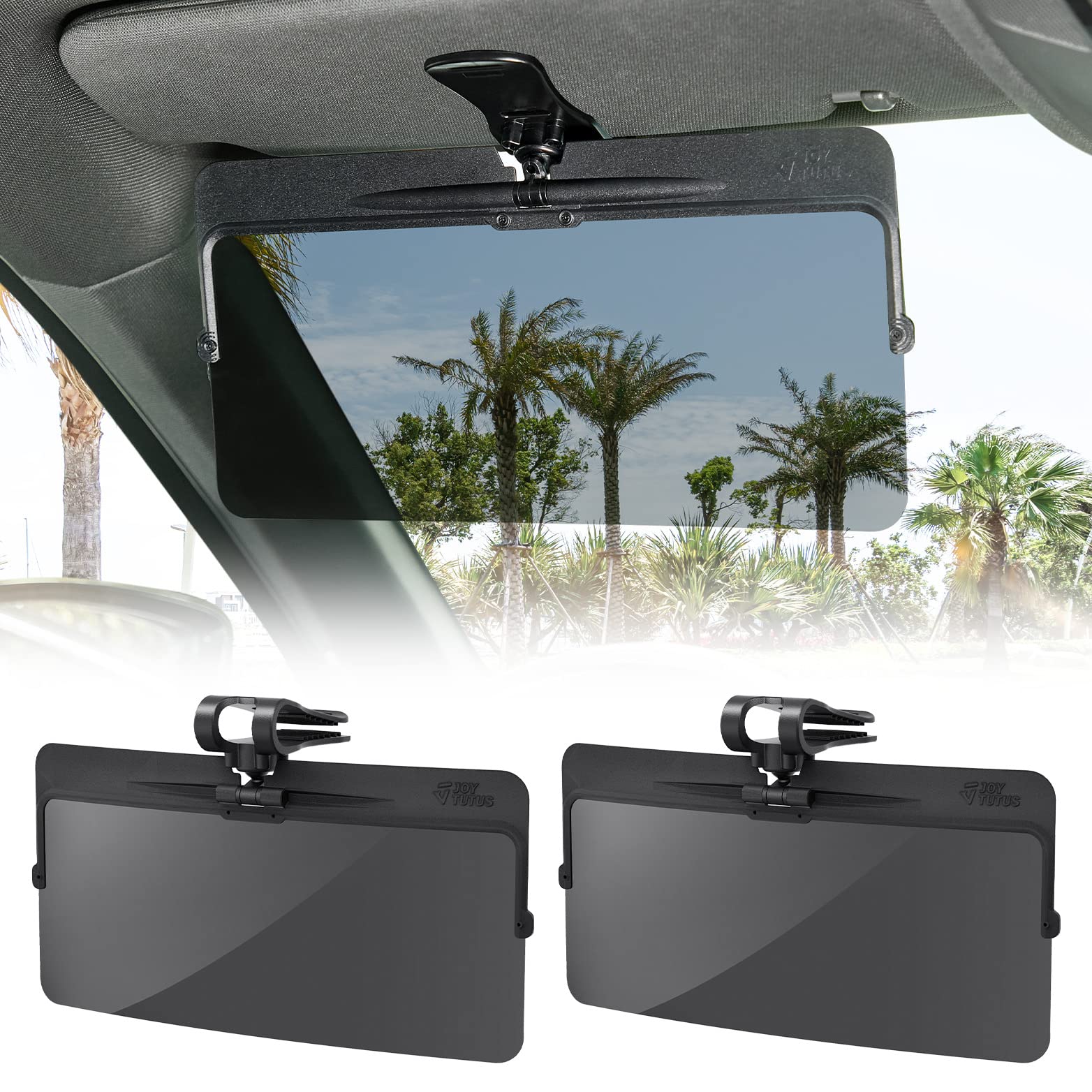 Joytutus Sun Visor For Car, 2 Pack Polarized Sun Visor Extender Universal Anti-Glare Easy To Install, Uv400 Car Visor Extension